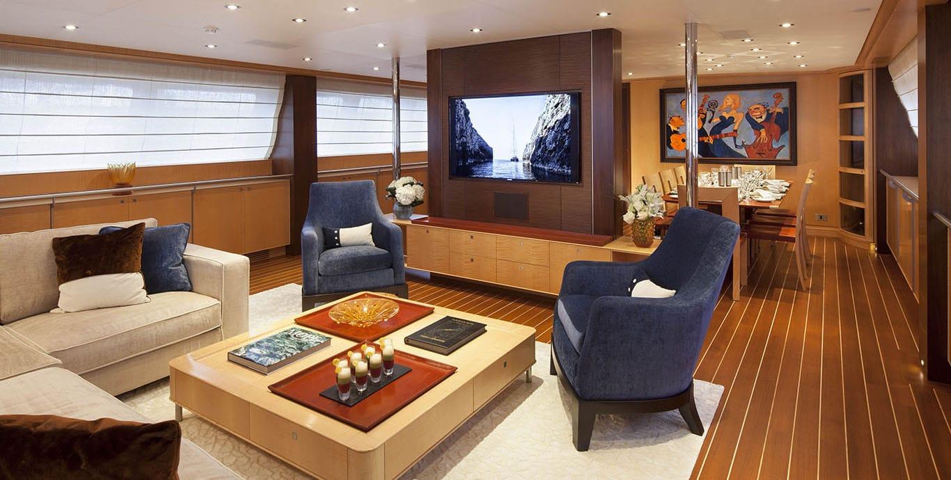 Aboard VICTORIA A a 142ft (43.44m) luxury sailing yacht , built by PERINI NAVI in 2004