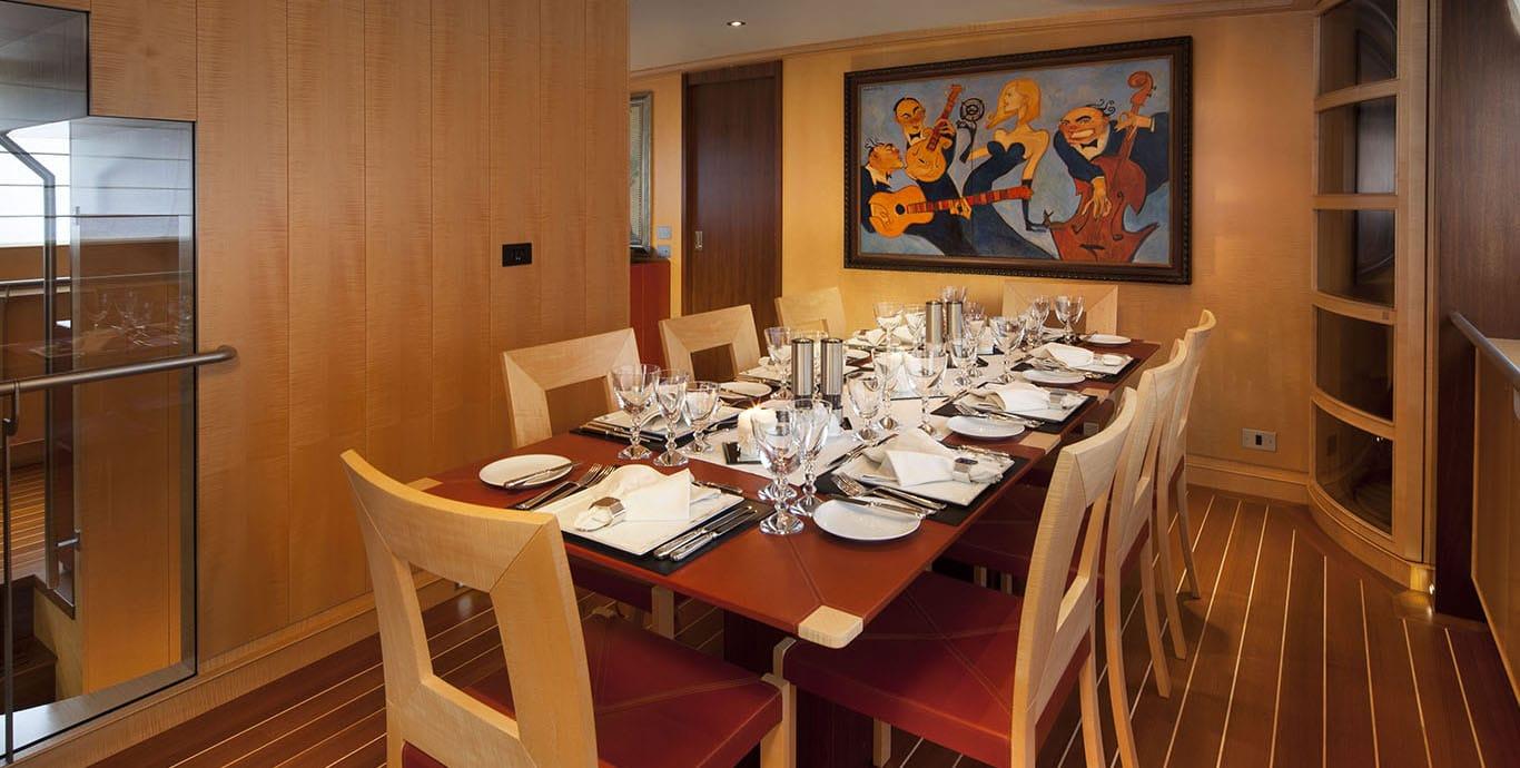 Aboard VICTORIA A a 142ft (43.44m) luxury sailing yacht , built by PERINI NAVI in 2004