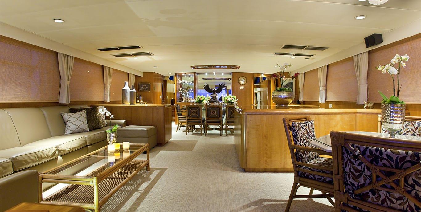 Aboard GOLDEN EAGLE a 98ft (29.87m) luxury motor yacht , built by BROWARD in 1989