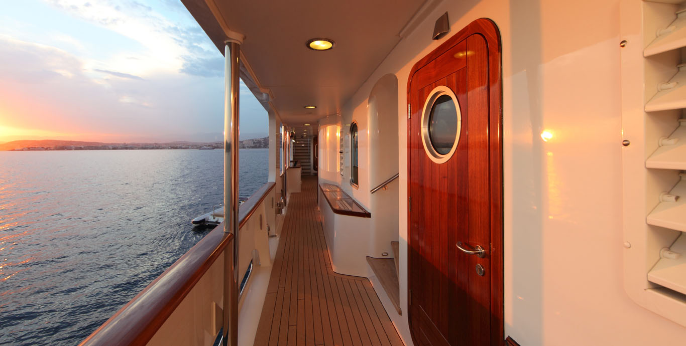 Aboard SHERAKHAN a 228ft (69.65m) luxury motor yacht , built by VUYK EN ZONEN in 1965
