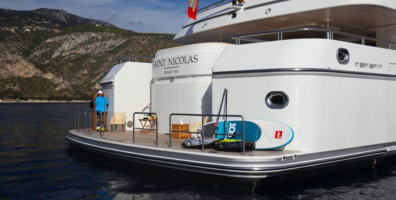 Aboard SAINT NICOLAS a 230ft (70.1m) luxury motor yacht , built by LüRSSEN in 2007