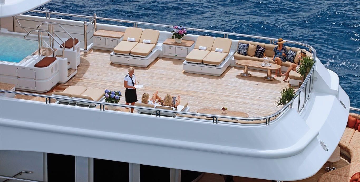 Aboard HORIZONS III a 230ft (70.1m) luxury motor yacht , built by LüRSSEN in 2008