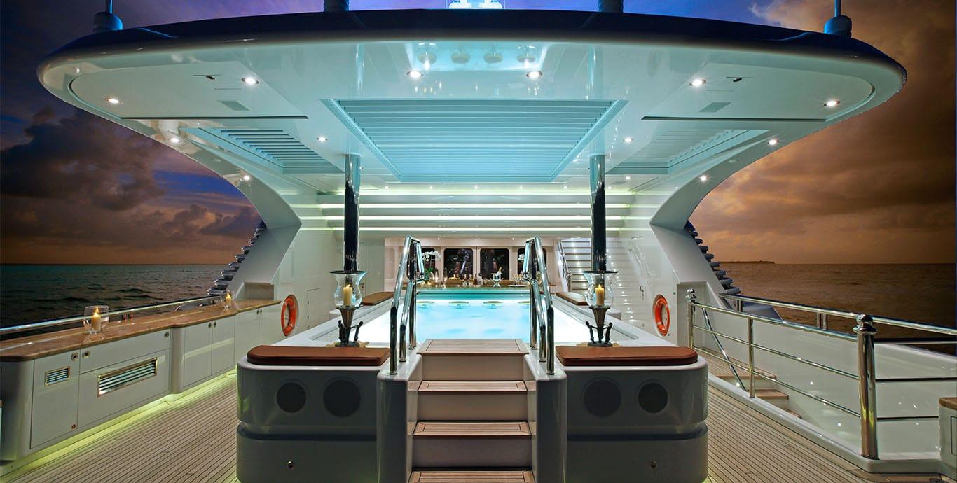 Aboard HORIZONS III a 230ft (70.1m) luxury motor yacht , built by LüRSSEN in 2008