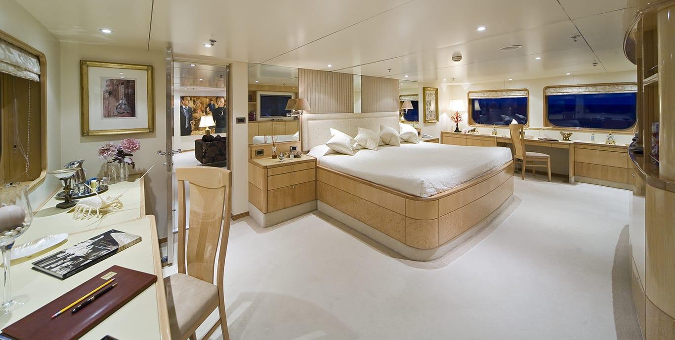 Aboard AQUA BLU a 198ft (60.4m) luxury motor yacht , built by BROOKE MARINE in 1968