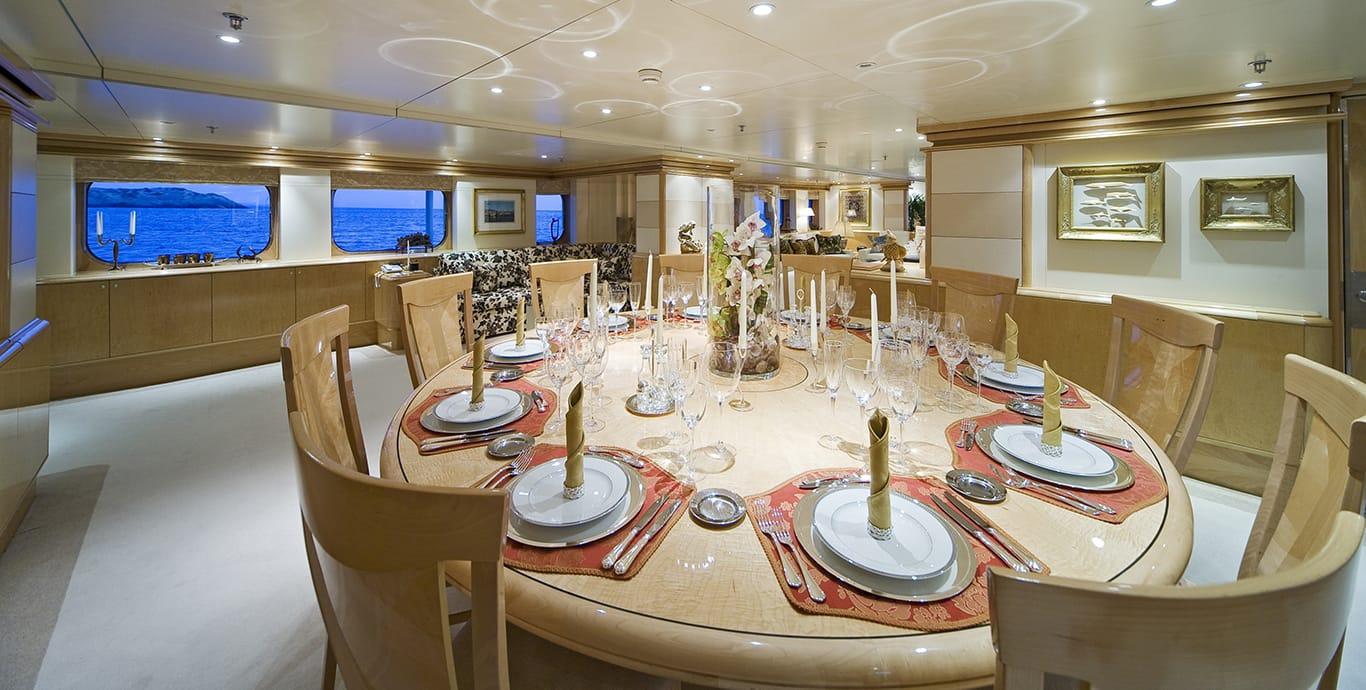 Aboard AQUA BLU a 198ft (60.4m) luxury motor yacht , built by BROOKE MARINE in 1968