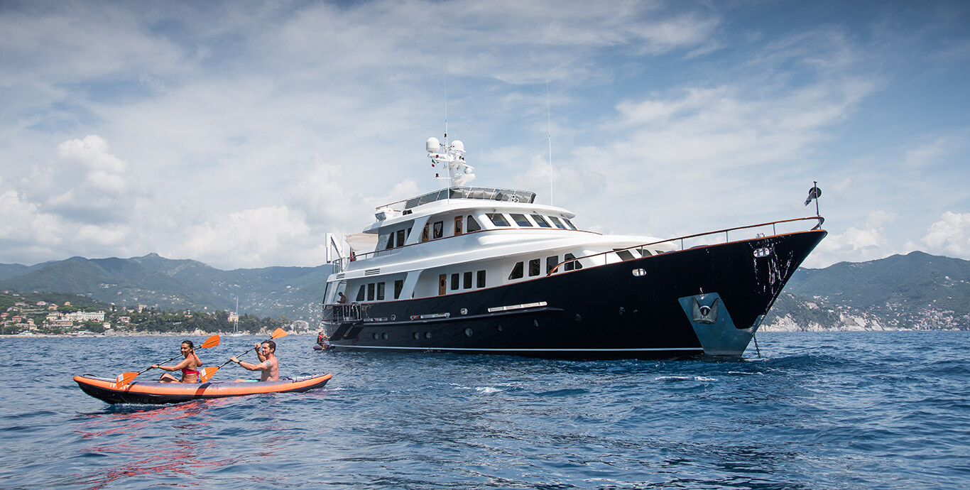 Aboard ELENI a 110ft (33.7m) luxury motor yacht , built by CBI NAVI in 2004