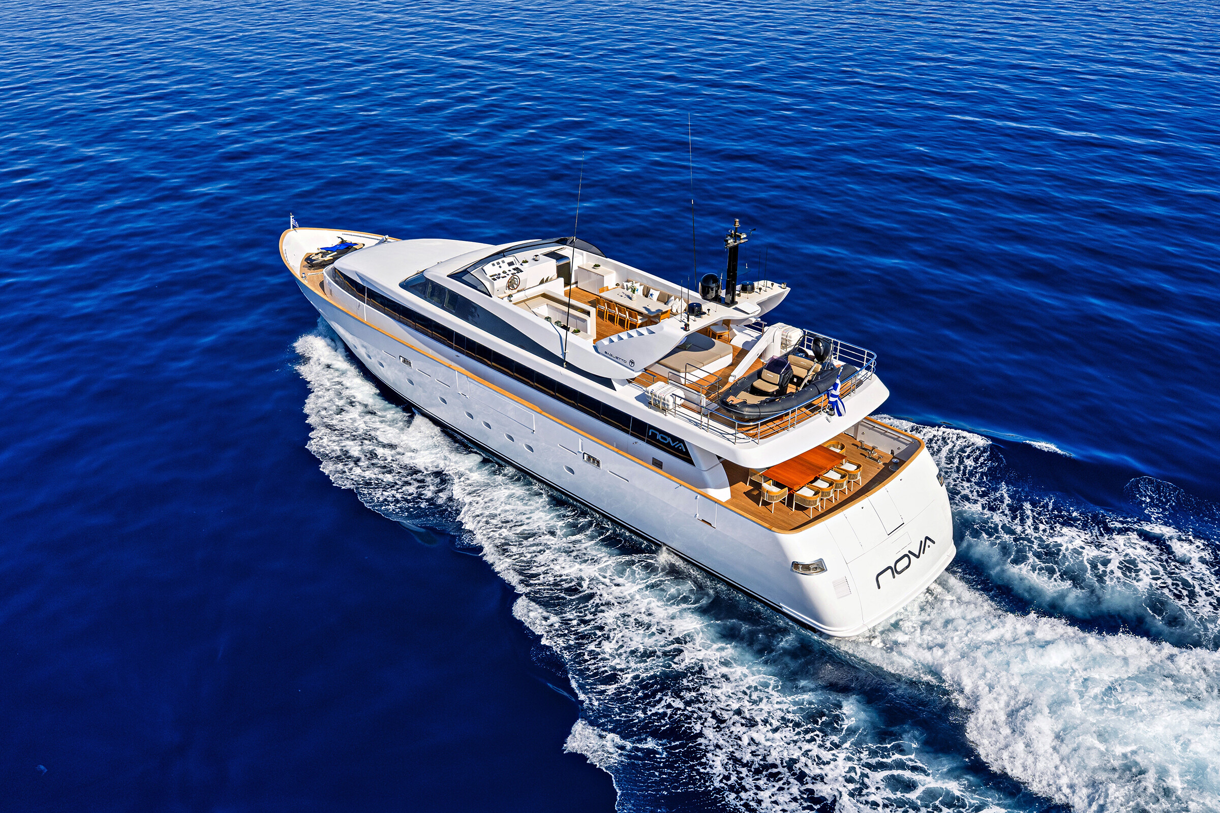 On board NOVA motor yacht for Charter with Fraser Yachts, built by BAGLIETTO 35.25 meters long