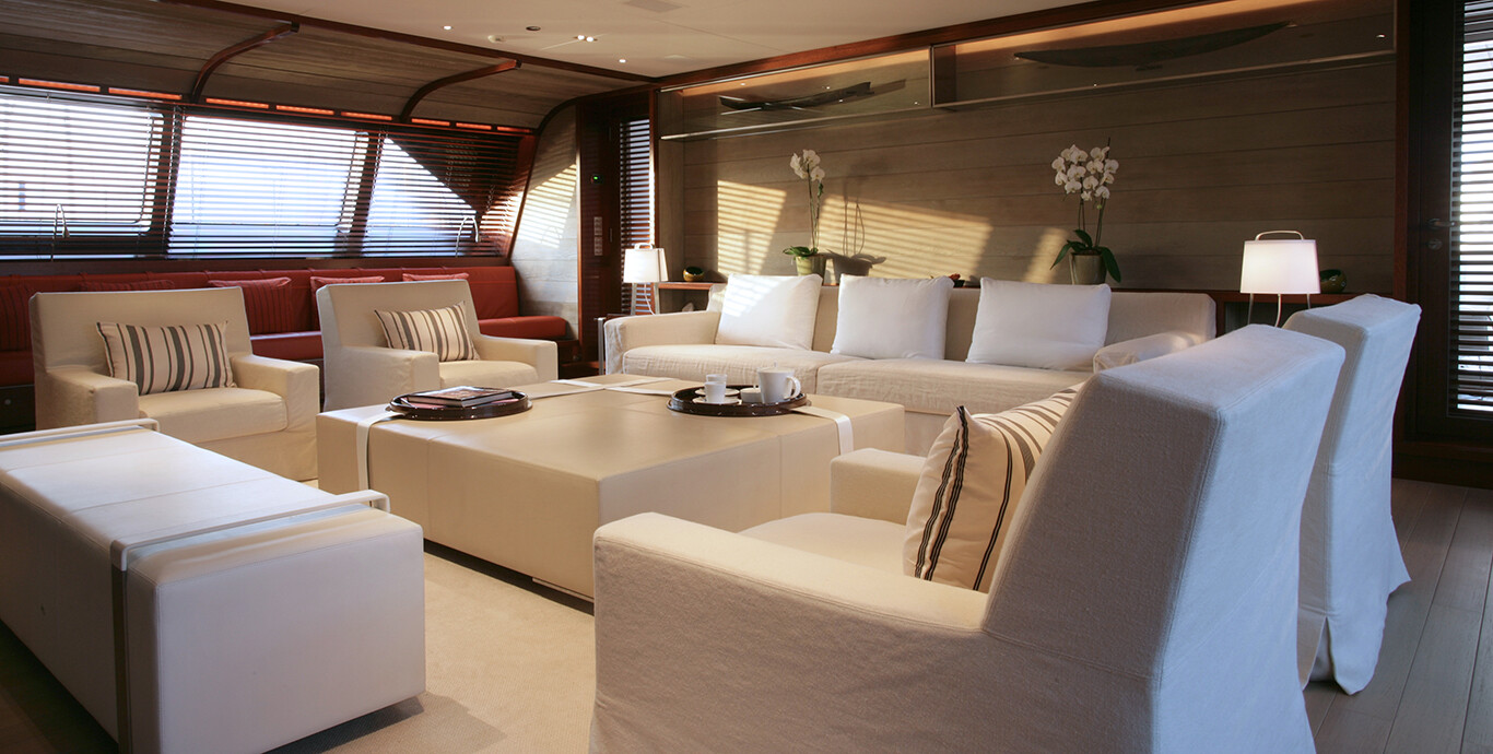 Aboard ROSEHEARTY a 183ft (56m) luxury sailing yacht , built by PERINI NAVI in 2006