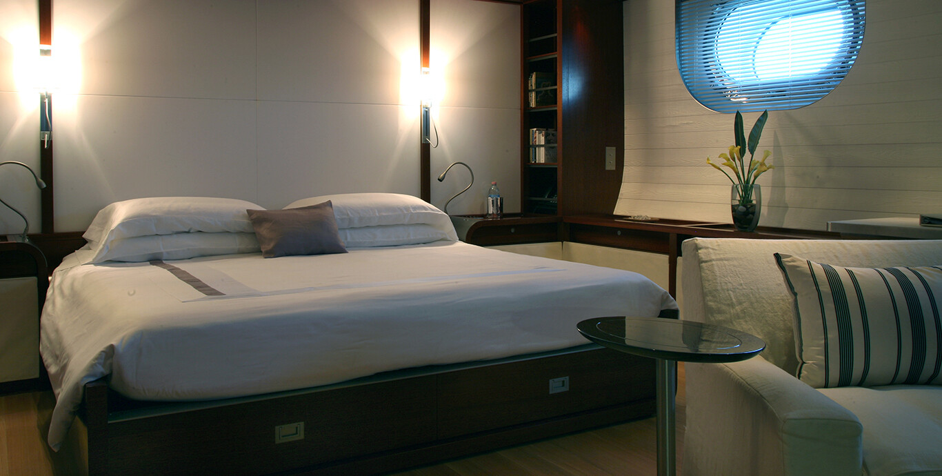 Aboard ROSEHEARTY a 183ft (56m) luxury sailing yacht , built by PERINI NAVI in 2006