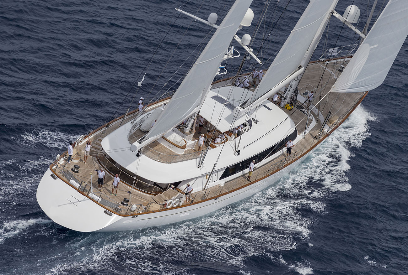 Aboard ROSEHEARTY a 183ft (56m) luxury sailing yacht , built by PERINI NAVI in 2006