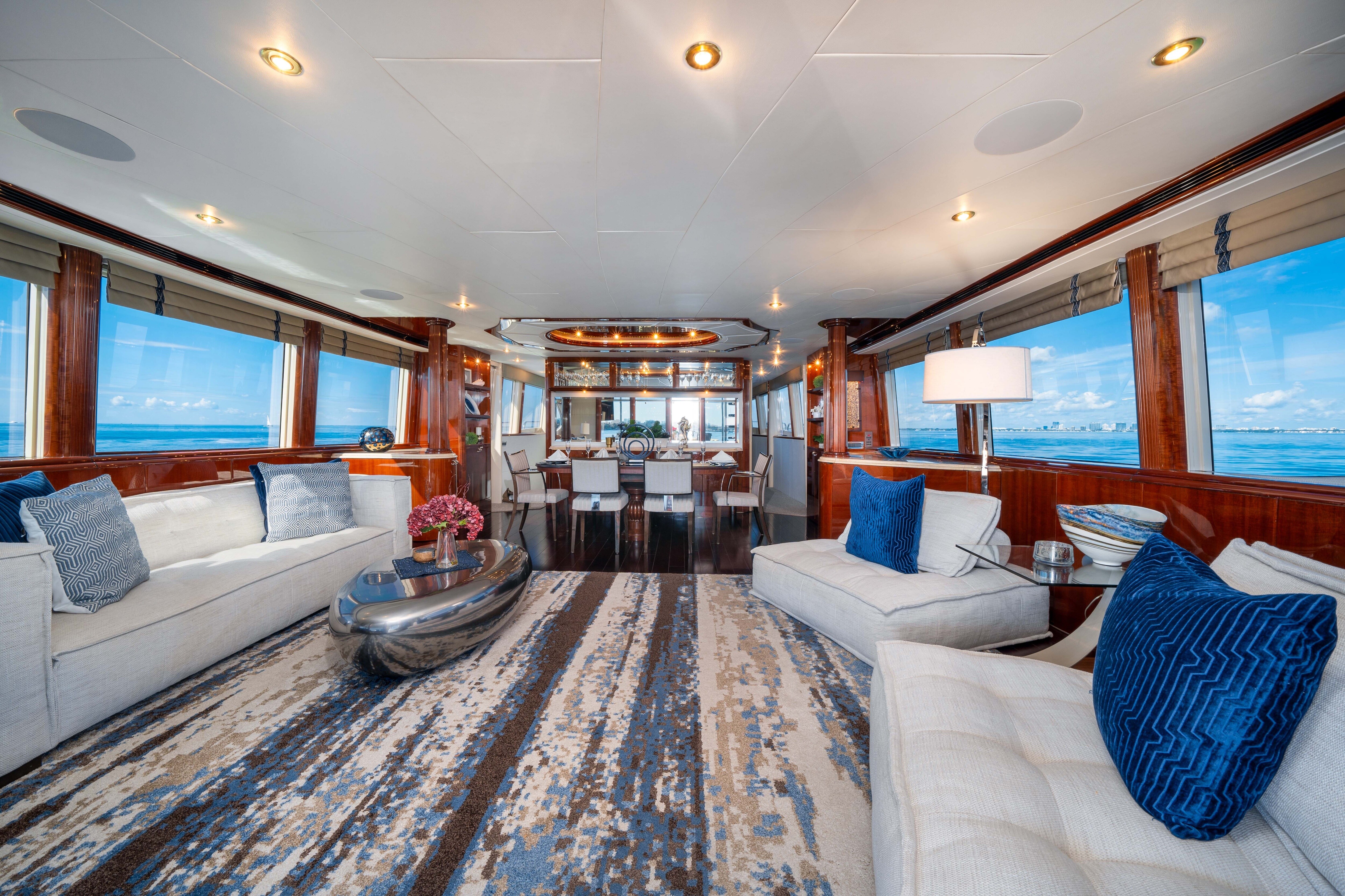 Aboard TRYST a 94ft (28.65m) luxury motor yacht , built by LAZZARA in 2002