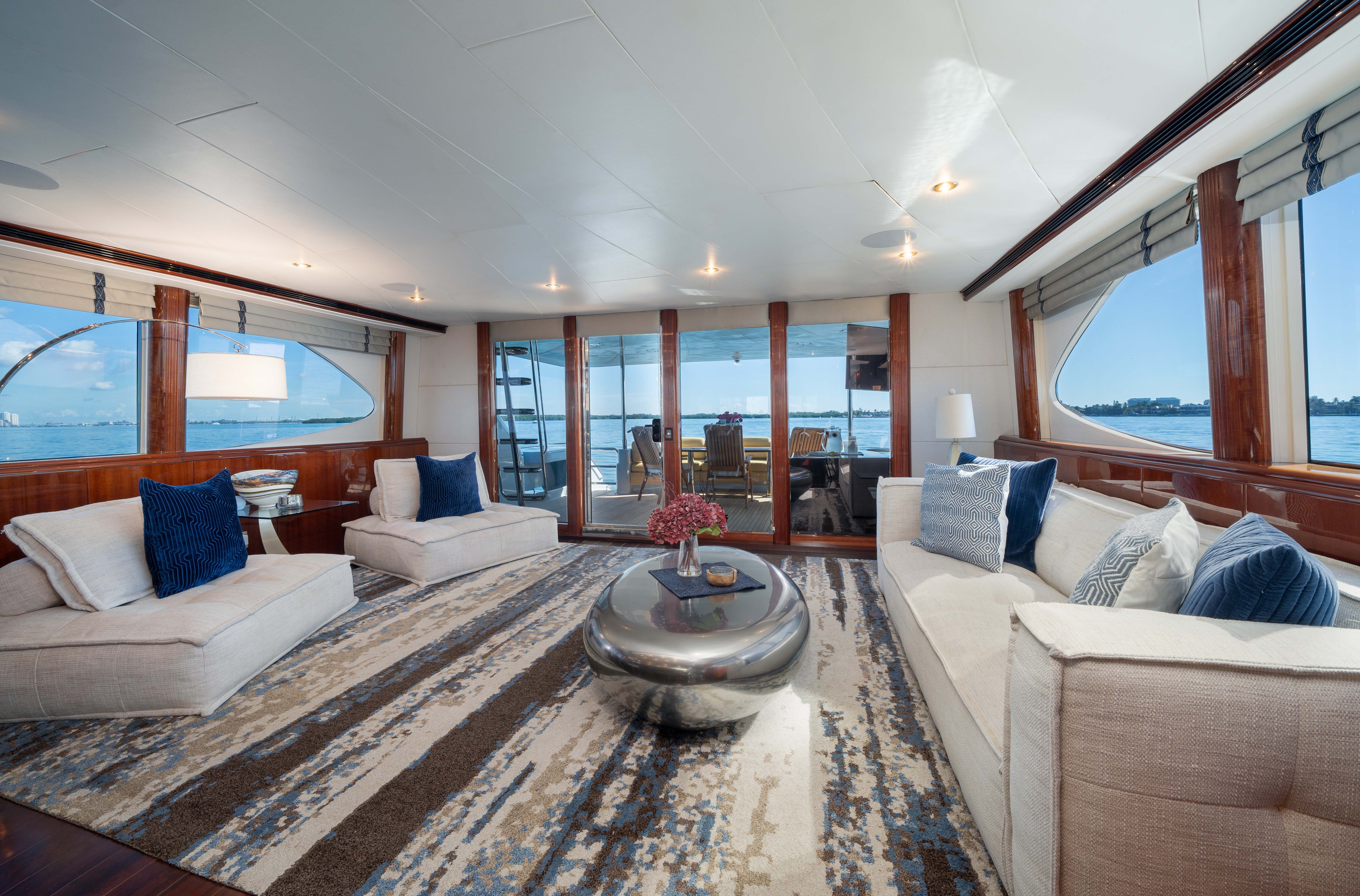 Aboard TRYST a 94ft (28.65m) luxury motor yacht , built by LAZZARA in 2002