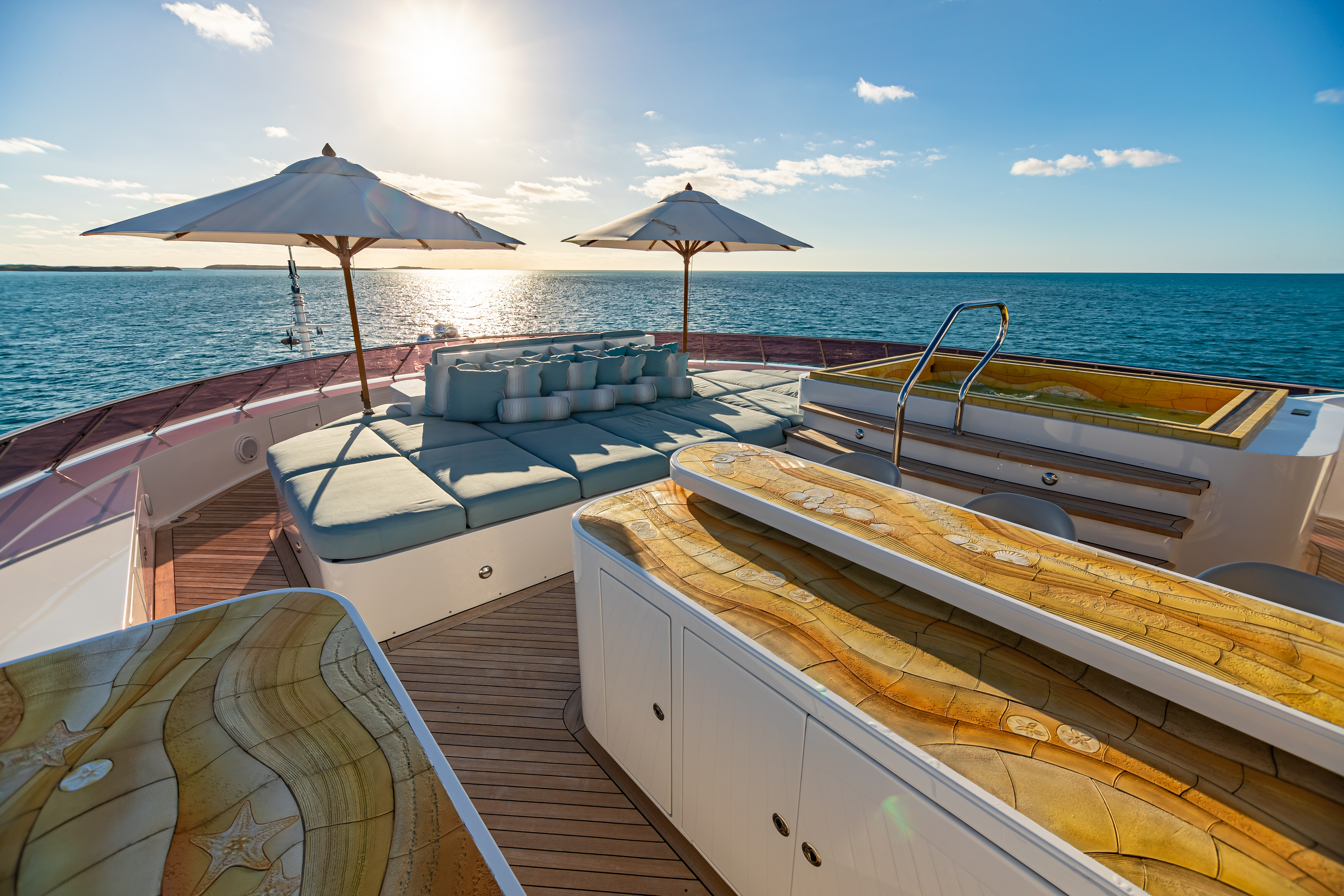 Aboard UNBRIDLED a 191ft (58.22m) luxury motor yacht , built by TRINITY YACHTS in 2009