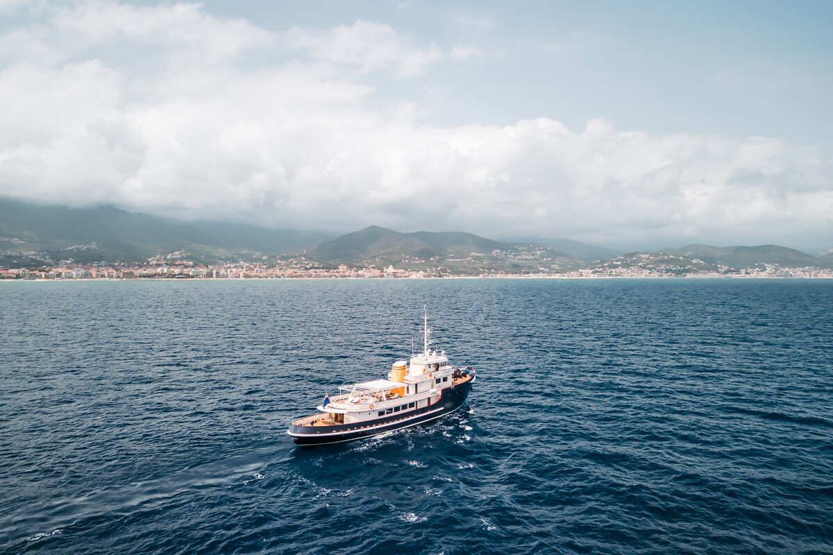 Aboard PROMETEJ a 147ft (45m) luxury motor yacht , built by SANTIERUL NAVAL GALATZ in 1956