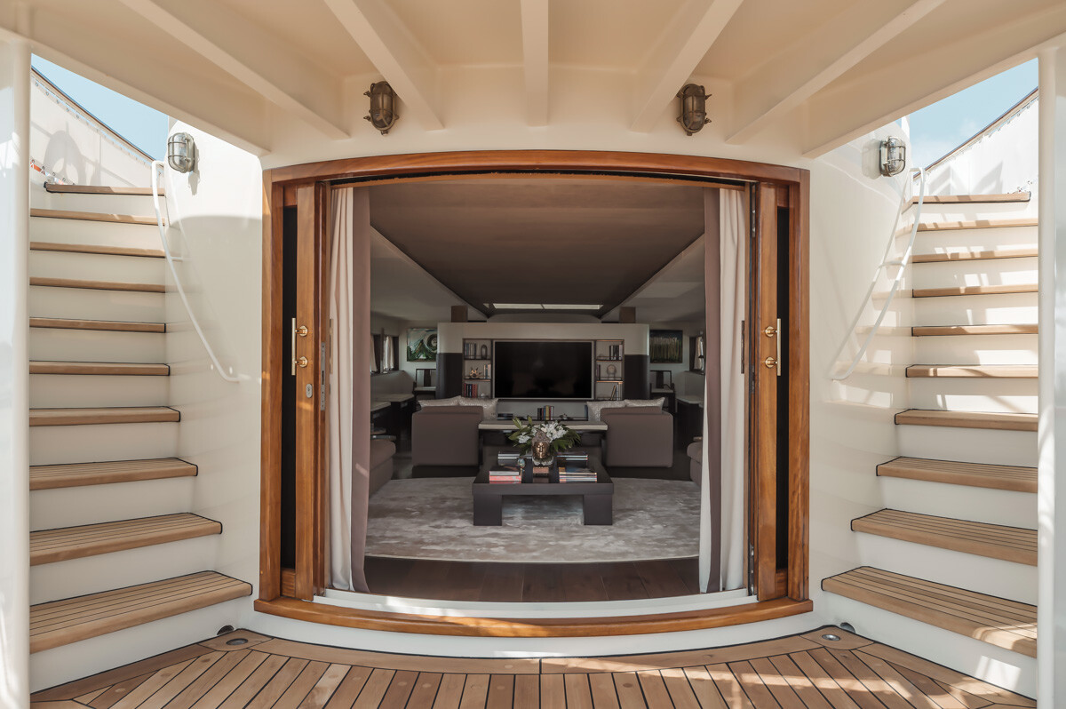 Aboard PROMETEJ a 147ft (45m) luxury motor yacht , built by SANTIERUL NAVAL GALATZ in 1956