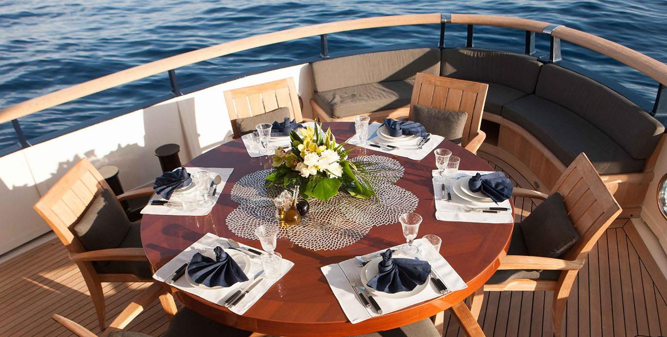 Aboard ICE LADY a 142ft (43.3m) luxury motor yacht , built by HELSINGFORS in 1959