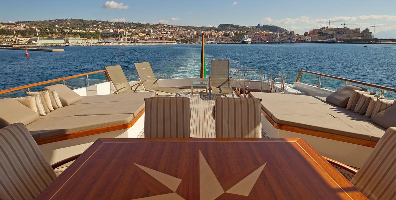 Aboard DISCO VOLANTE a 118ft (36m) luxury motor yacht , built by ADMIRAL YACHTS in 1981