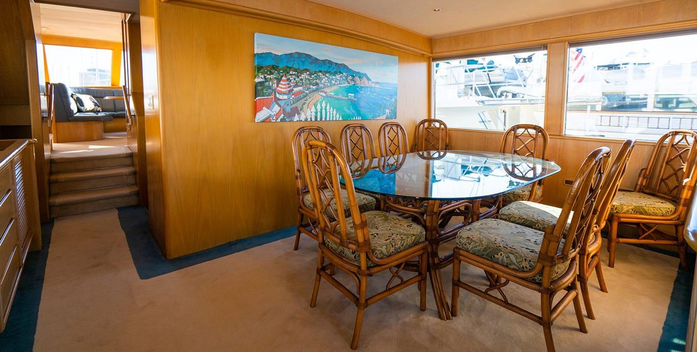 Aboard DUN DIGGIN a 93ft (28.35m) luxury motor yacht , built by NORDLUND BOAT in 1988