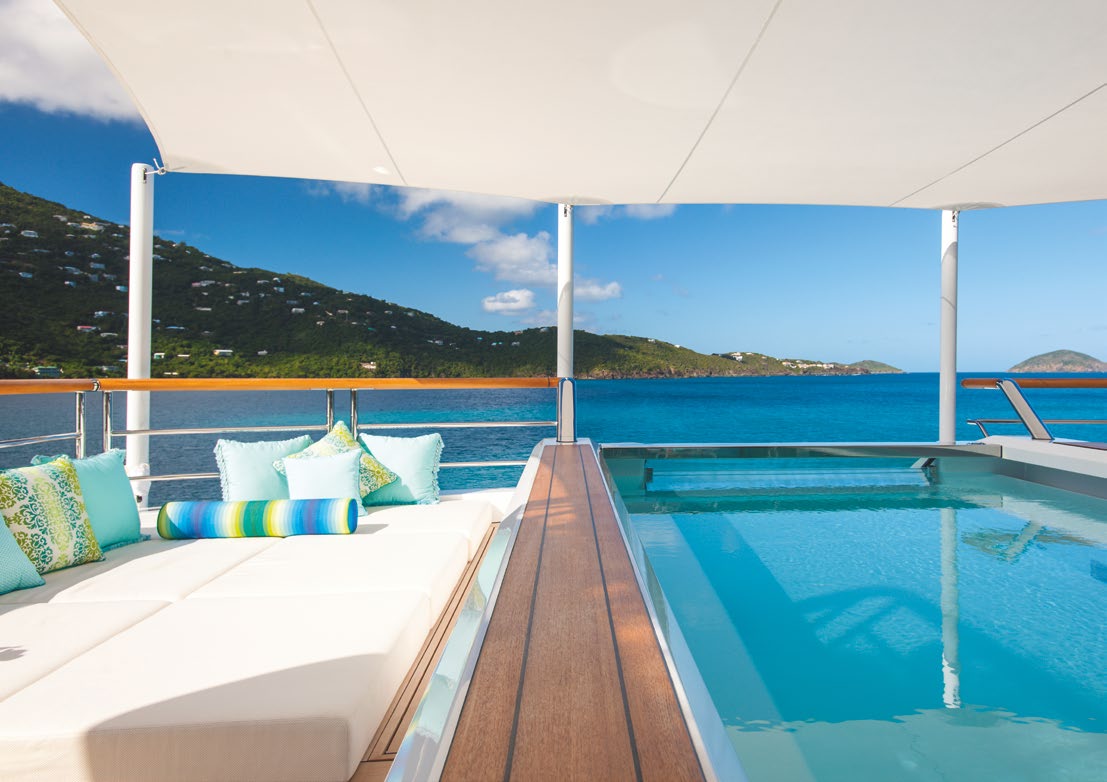 Aboard SOLANDGE a 279ft (85.1m) luxury motor yacht , built by LüRSSEN in 2013
