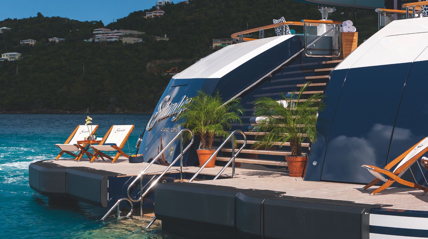 Aboard SOLANDGE a 279ft (85.1m) luxury motor yacht , built by LüRSSEN in 2013