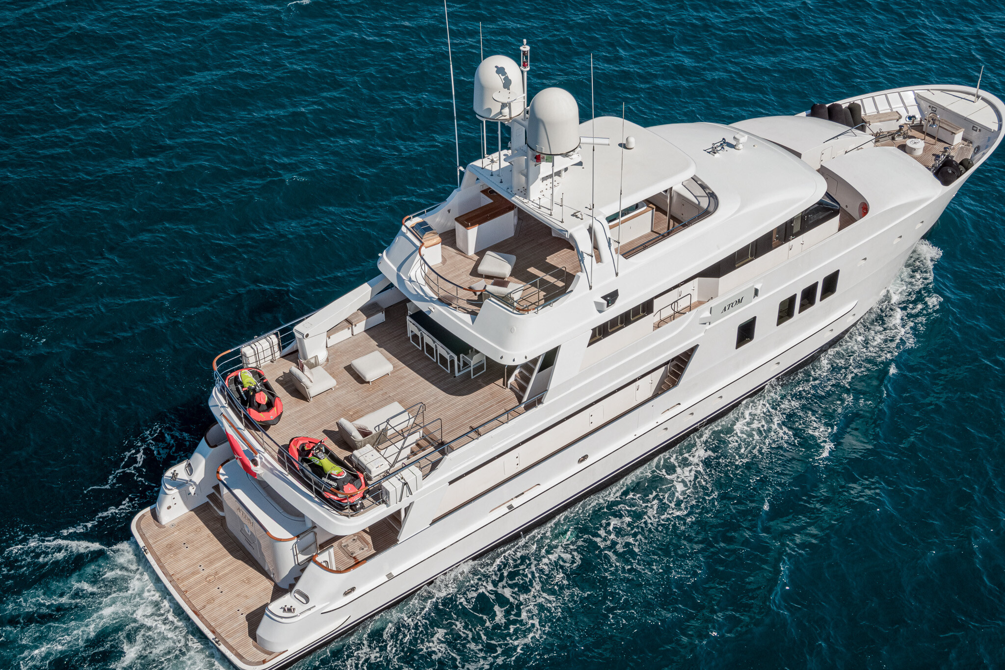 Aboard ATOM a 111ft (33.83m) luxury motor yacht for Sale & Charter available with Fraser Yachts, built by INACE in 2007