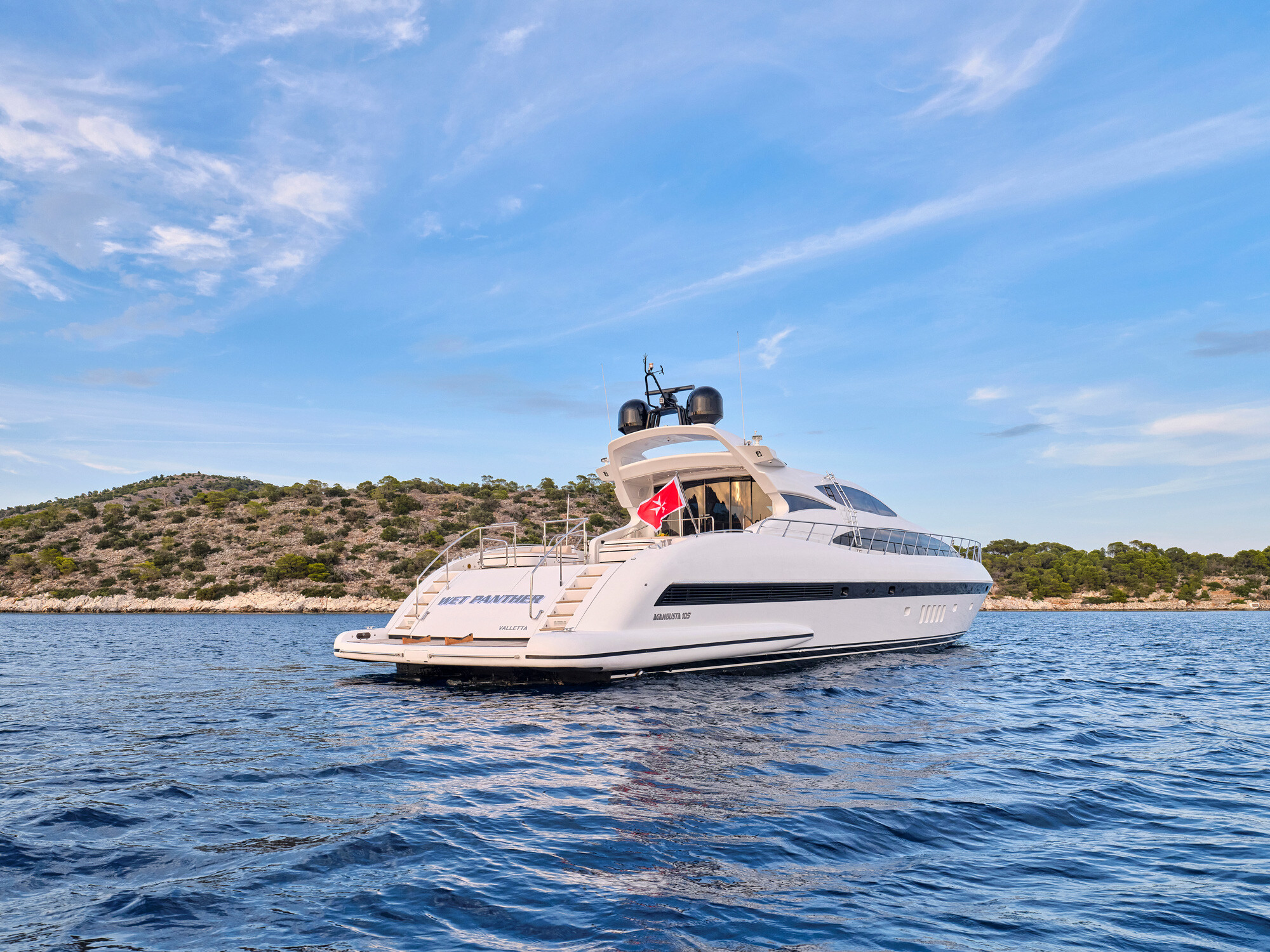 Aboard WET PANTHER a 103ft (31.4m) luxury motor yacht for Charter available with Fraser Yachts, built by OVERMARINE in 2006