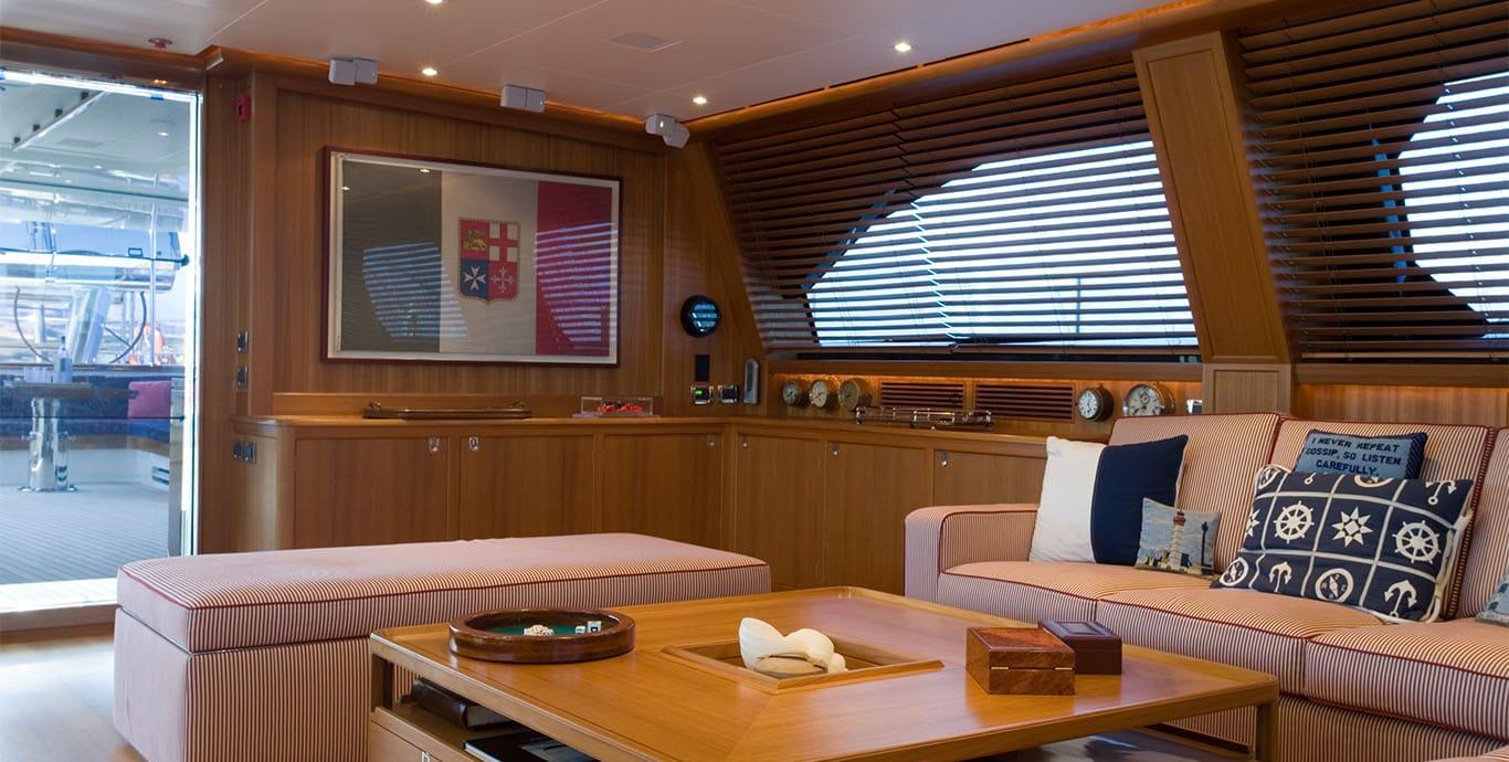 Aboard HERITAGE OF LONDON a 148ft (45.3m) luxury sailing yacht , built by PERINI NAVI in 2006