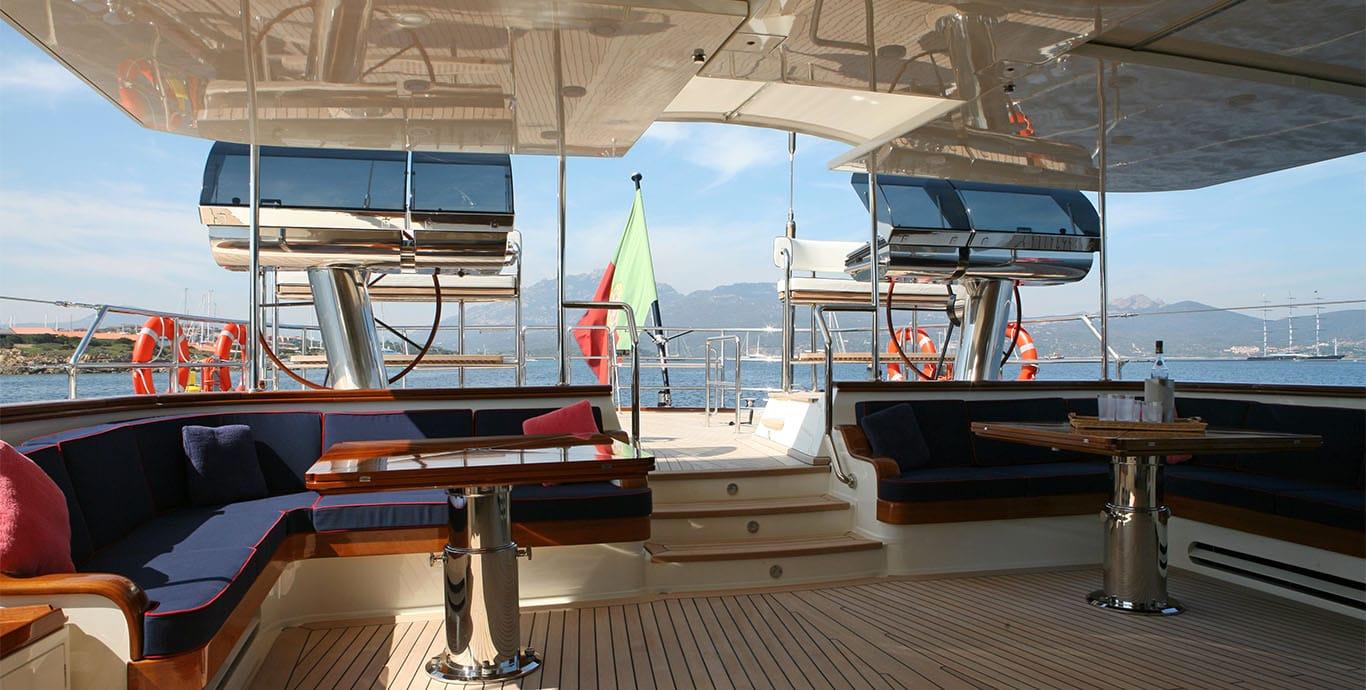 Aboard HERITAGE OF LONDON a 148ft (45.3m) luxury sailing yacht , built by PERINI NAVI in 2006