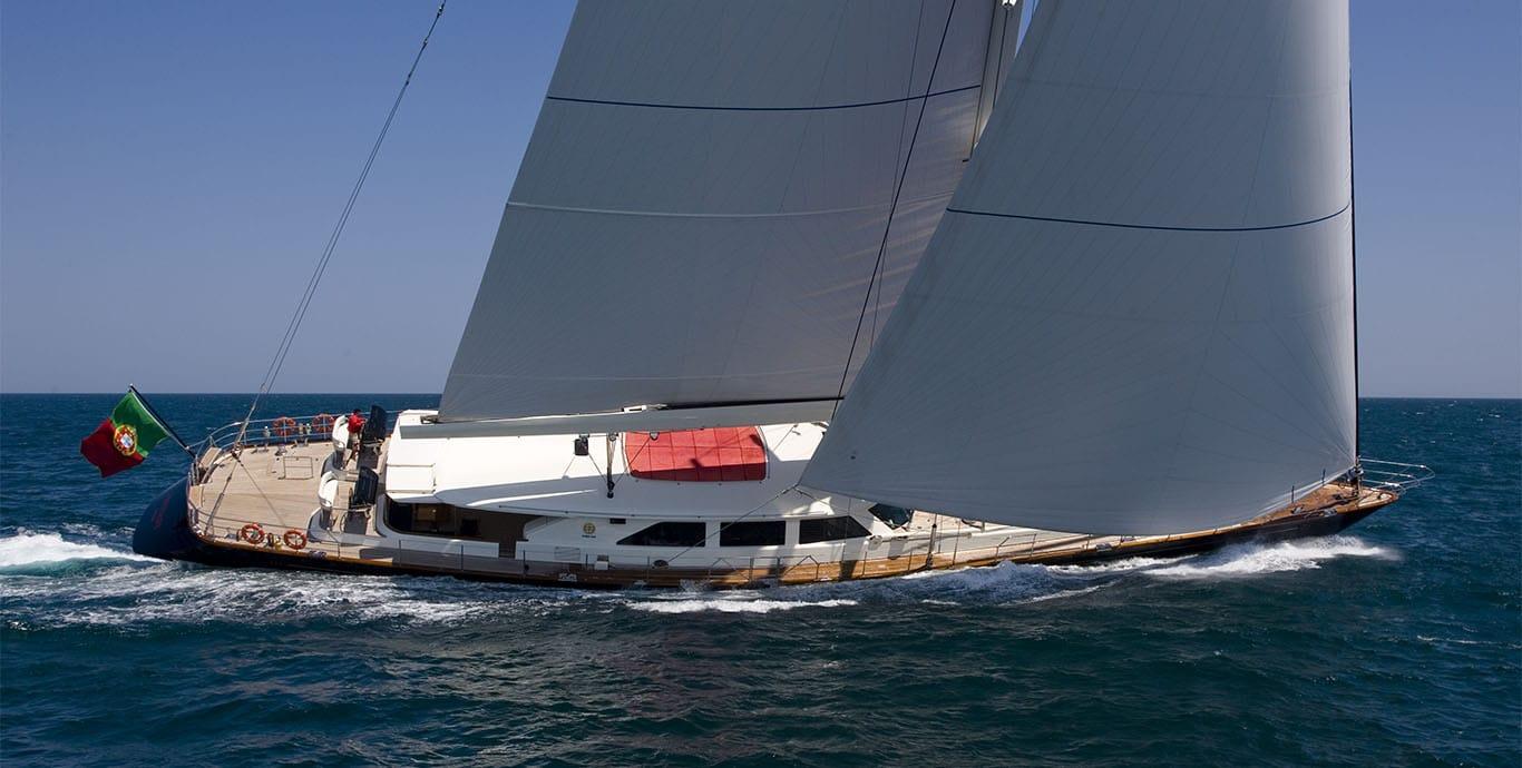 Aboard HERITAGE OF LONDON a 148ft (45.3m) luxury sailing yacht , built by PERINI NAVI in 2006