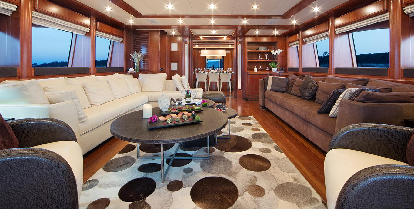Aboard SIMA a 129ft (39.6m) luxury motor yacht , built by CRN in 2007