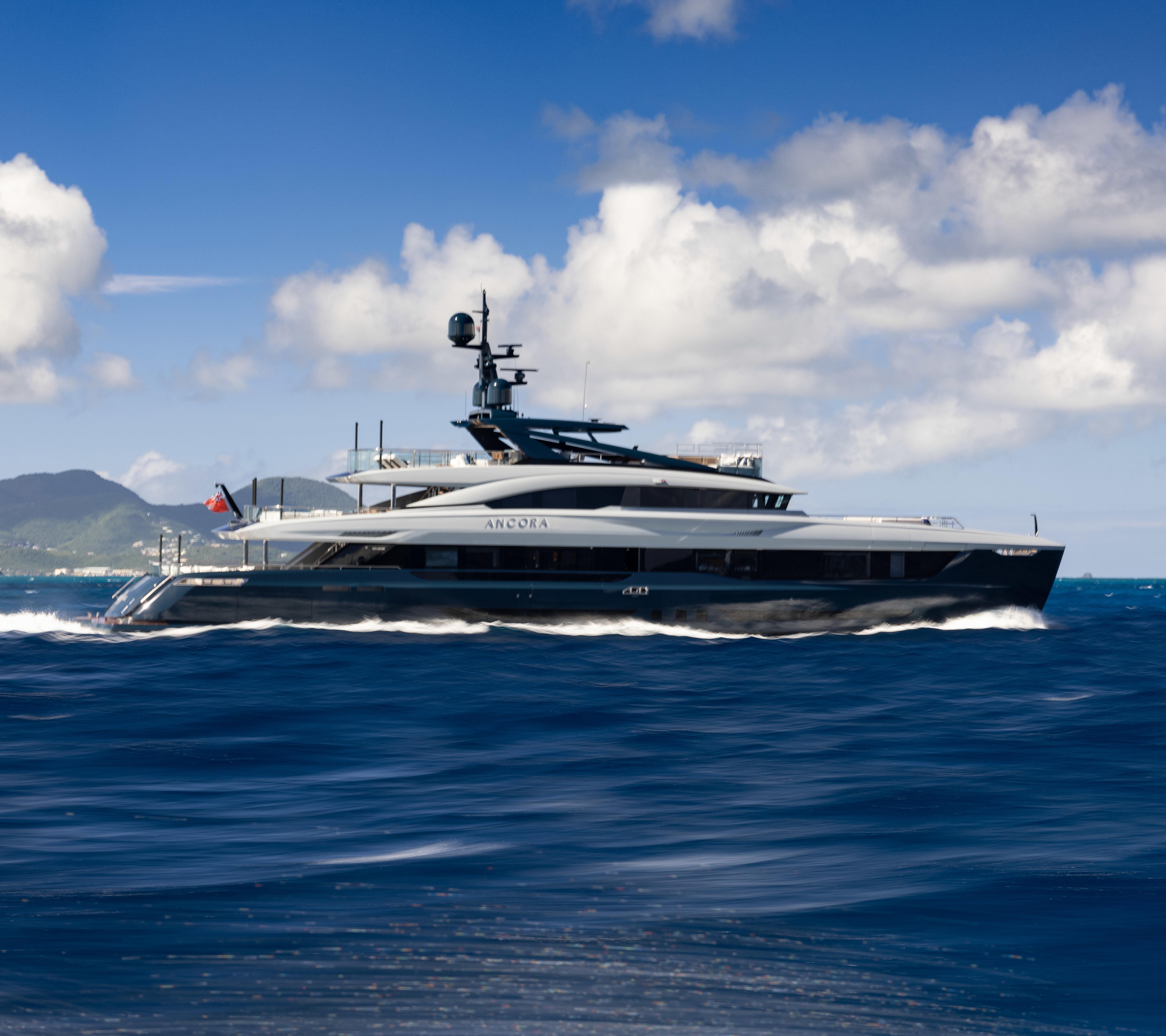 The stunning yacht at Mengi Yay Shipyard, showcasing elegant lines and luxurious craftsmanship. | Mengi Yay yacht, Mengi Yay Shipyard, luxury yacht, yacht design, shipbuilding, elegant design | Fraser Yachts