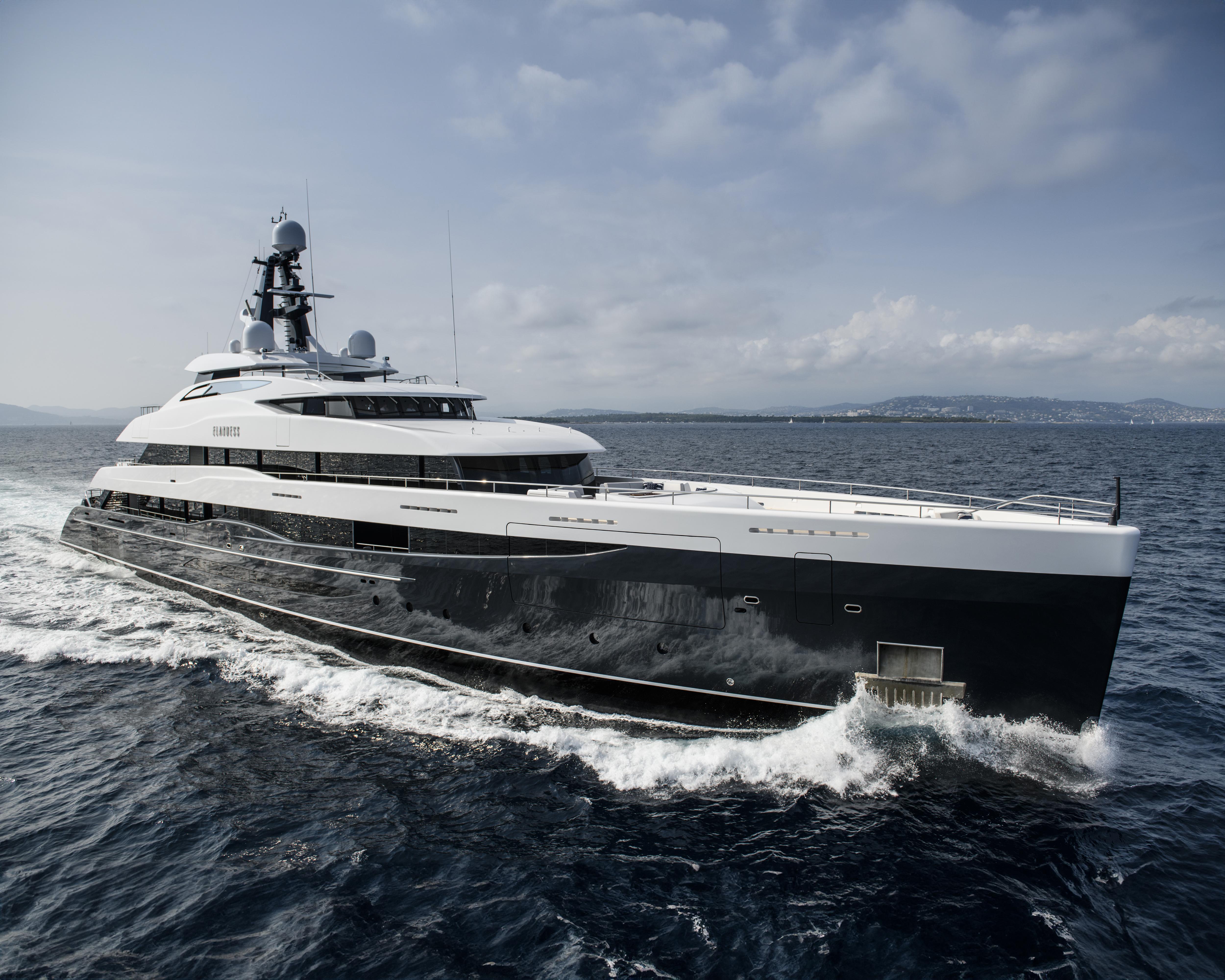 "Superyacht ELANDESS built by Abeking & Rasmussen Shipyard, showcasing sleek design and advanced engineering, anchored in a picturesque location | ELANDESS superyacht, Abeking & Rasmussen shipyard, luxury yacht | Fraser Yachts
