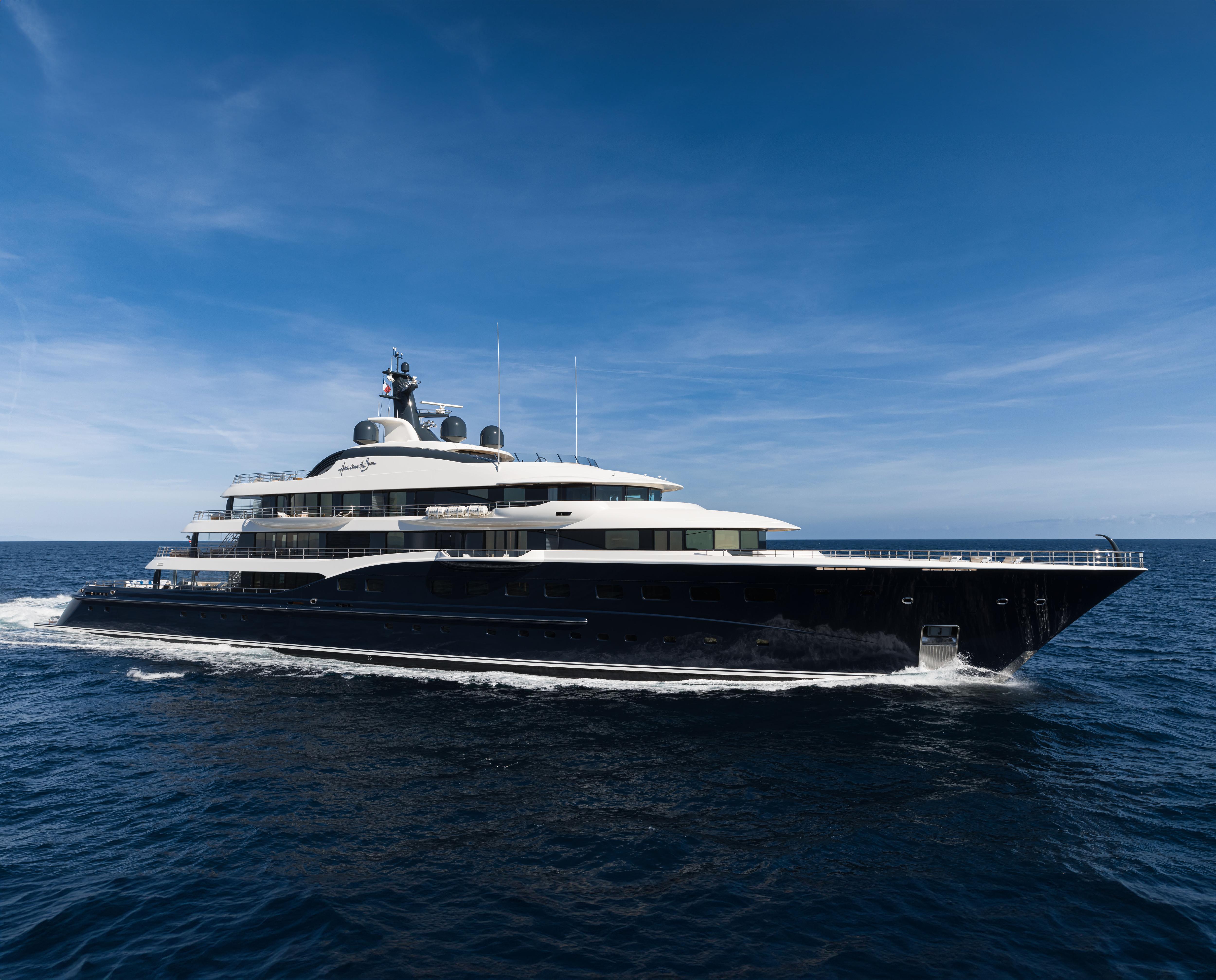 The luxurious superyacht Here Comes the Sun at Amels Shipyard, showcasing elegant design and superior craftsmanship. | Here Comes the Sun yacht, Amels Shipyard, superyacht, luxury yacht, yacht design, shipbuilding | Fraser Yachts