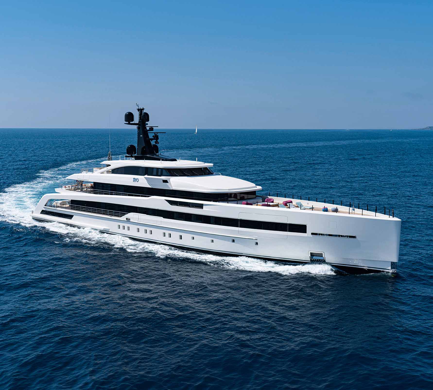 The stunning RIO yacht at CRN Shipyard, showcasing a blend of luxury design and innovative engineering. | RIO yacht, CRN Shipyard, luxury yacht, yacht design, shipbuilding, innovative engineering | Fraser Yachts