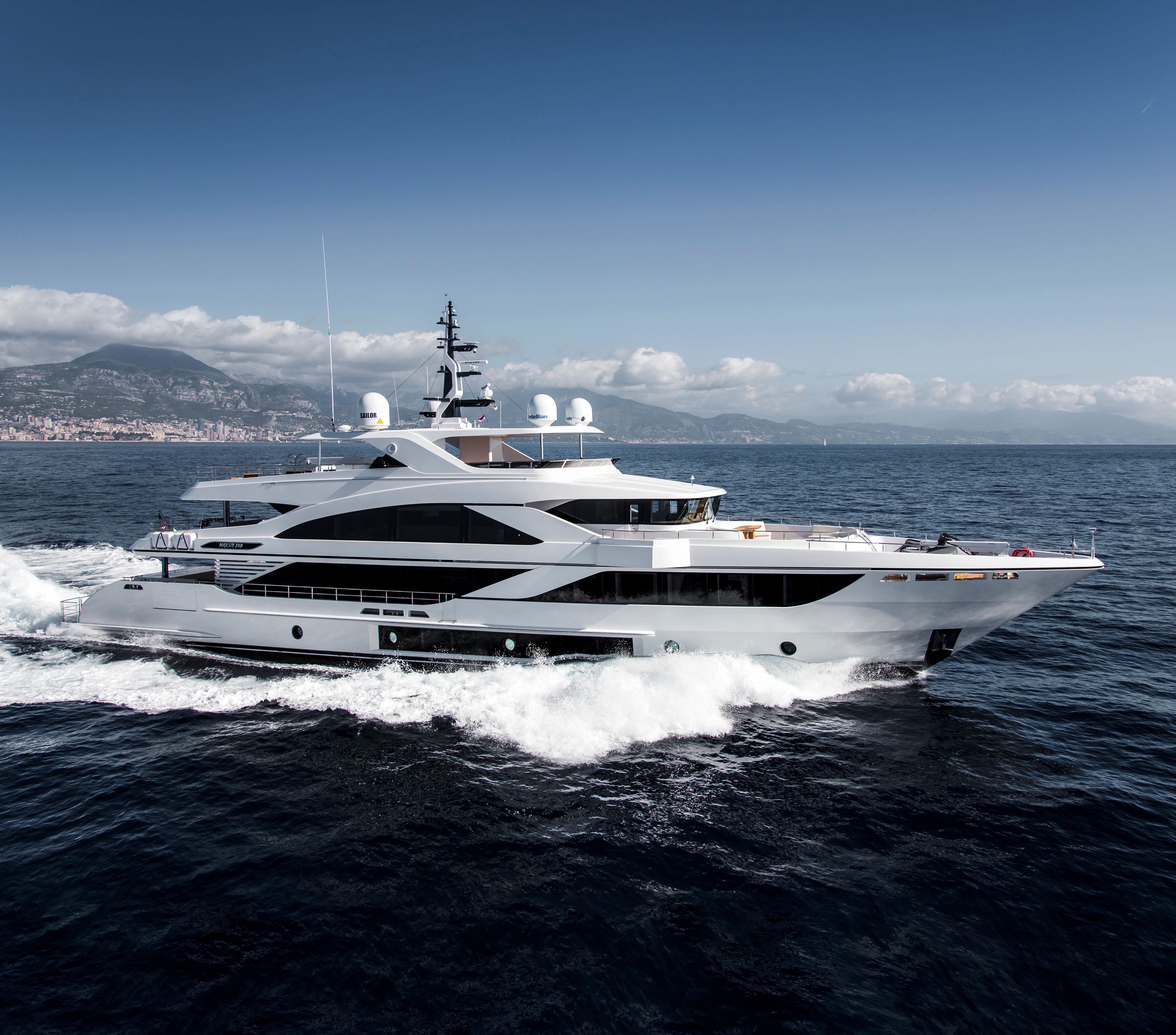 The stunning Majesty 140 yacht at Gulf Craft Shipyard, showcasing opulent design and state-of-the-art technology. | Majesty 140 yacht, Gulf Craft Shipyard, luxury yacht, yacht design, shipbuilding, opulent design | Fraser Yachts