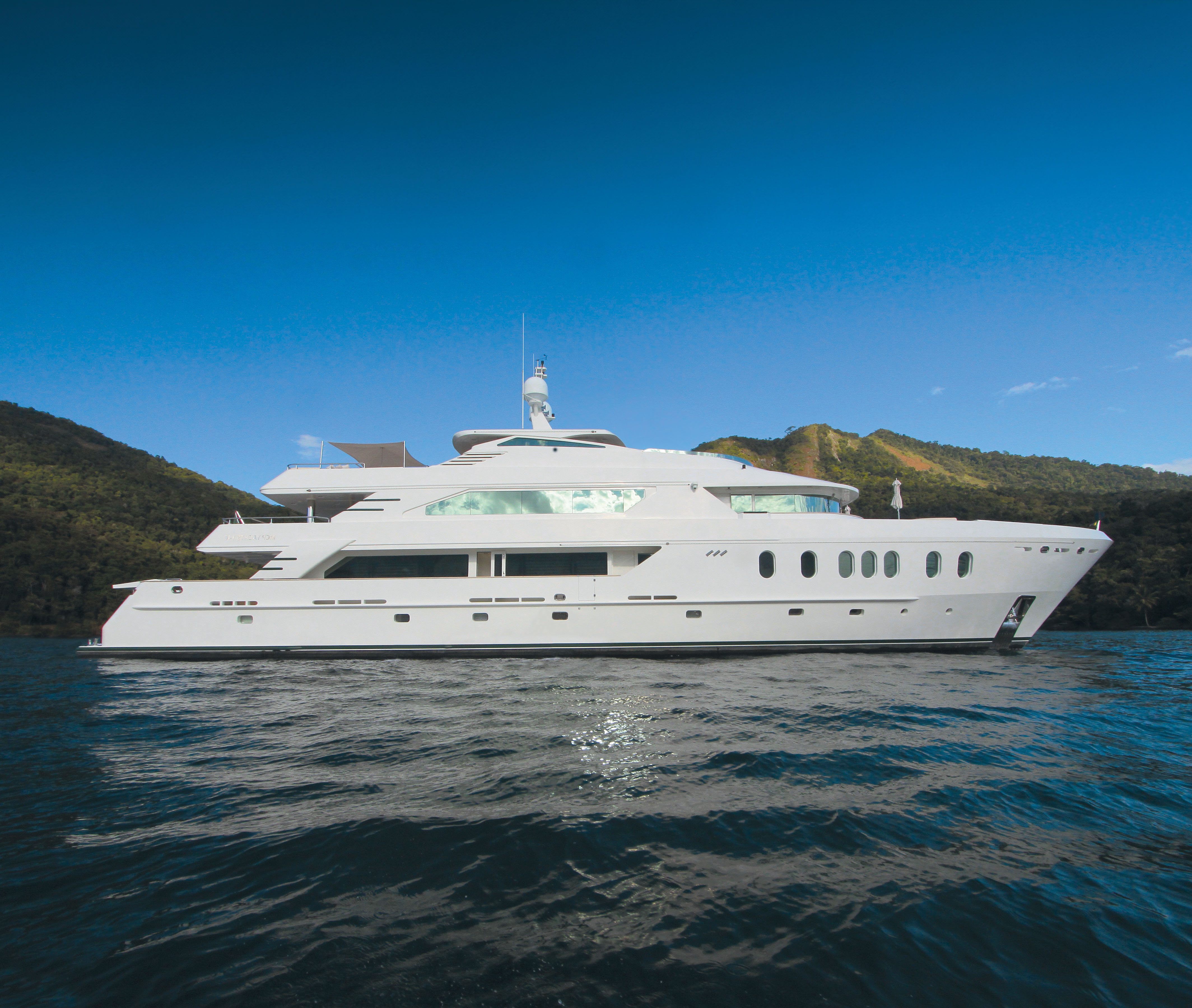 The luxurious HEMISPHERE yacht at MCP Shipyard, showcasing a sleek design and advanced features. | HEMISPHERE yacht, MCP Shipyard, luxury yacht, yacht design, shipbuilding, advanced features | Fraser Yachts