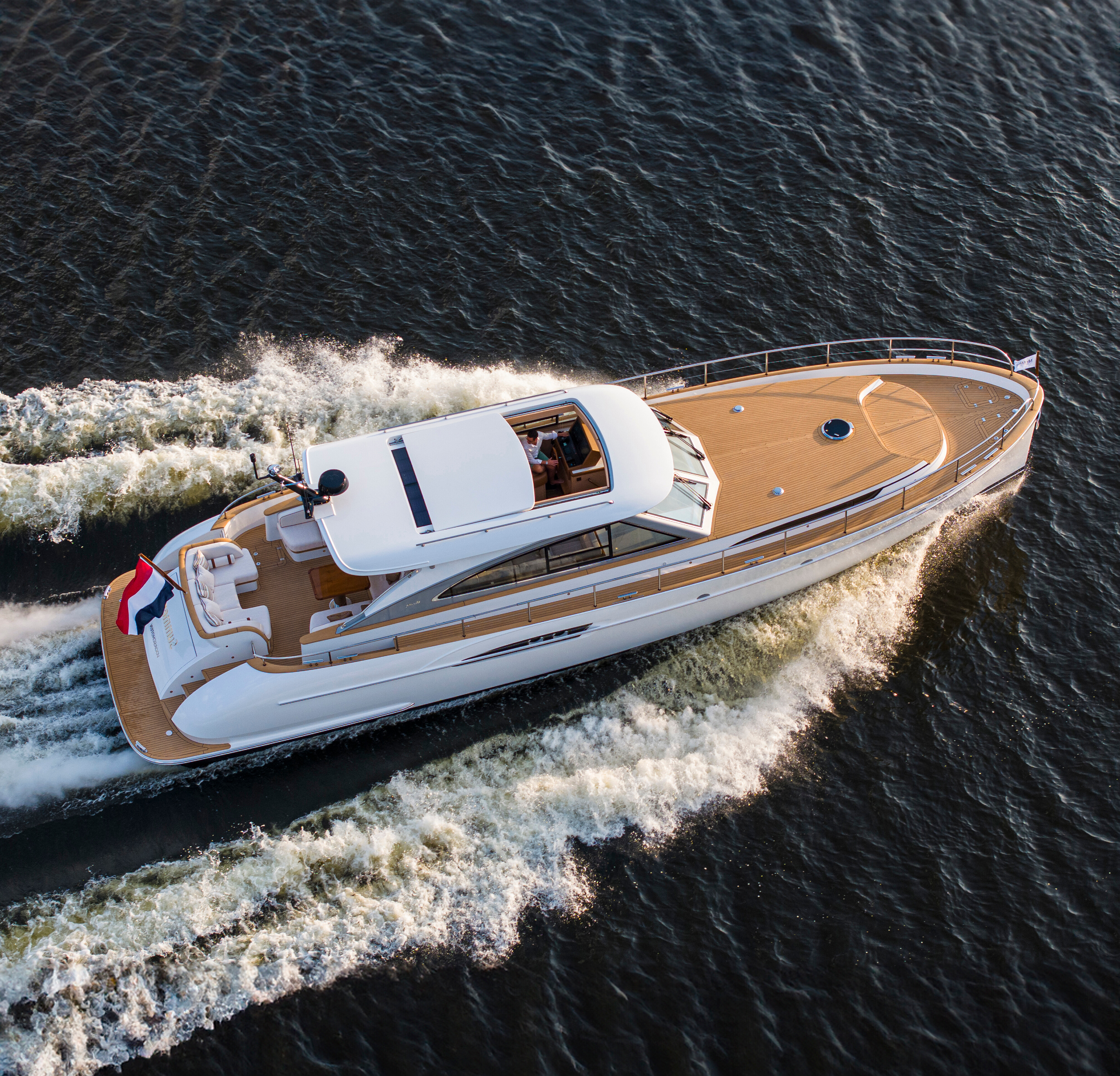 The sleek yacht at Mulder Shipyard, showcasing contemporary design and advanced technology. | Mulder yacht, Mulder Shipyard, luxury yacht, yacht design, shipbuilding, contemporary design | Fraser Yachts
