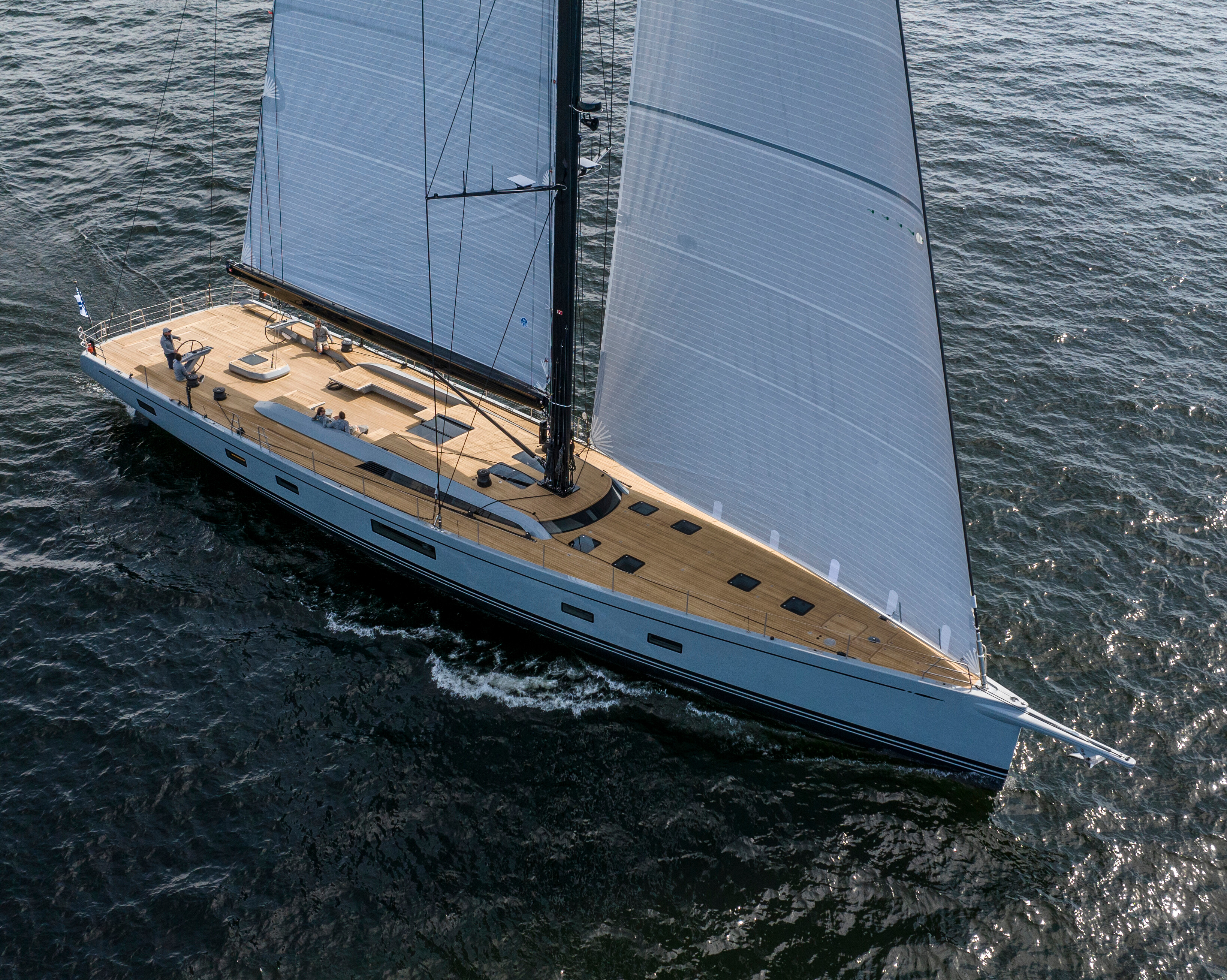 The stunning yacht at Nautor's Swan Shipyard, showcasing exceptional craftsmanship and elegant design. | Nautor's Swan yacht, Nautor's Swan Shipyard, luxury yacht, yacht design, shipbuilding, exceptional craftsmanship | Fraser Yachts