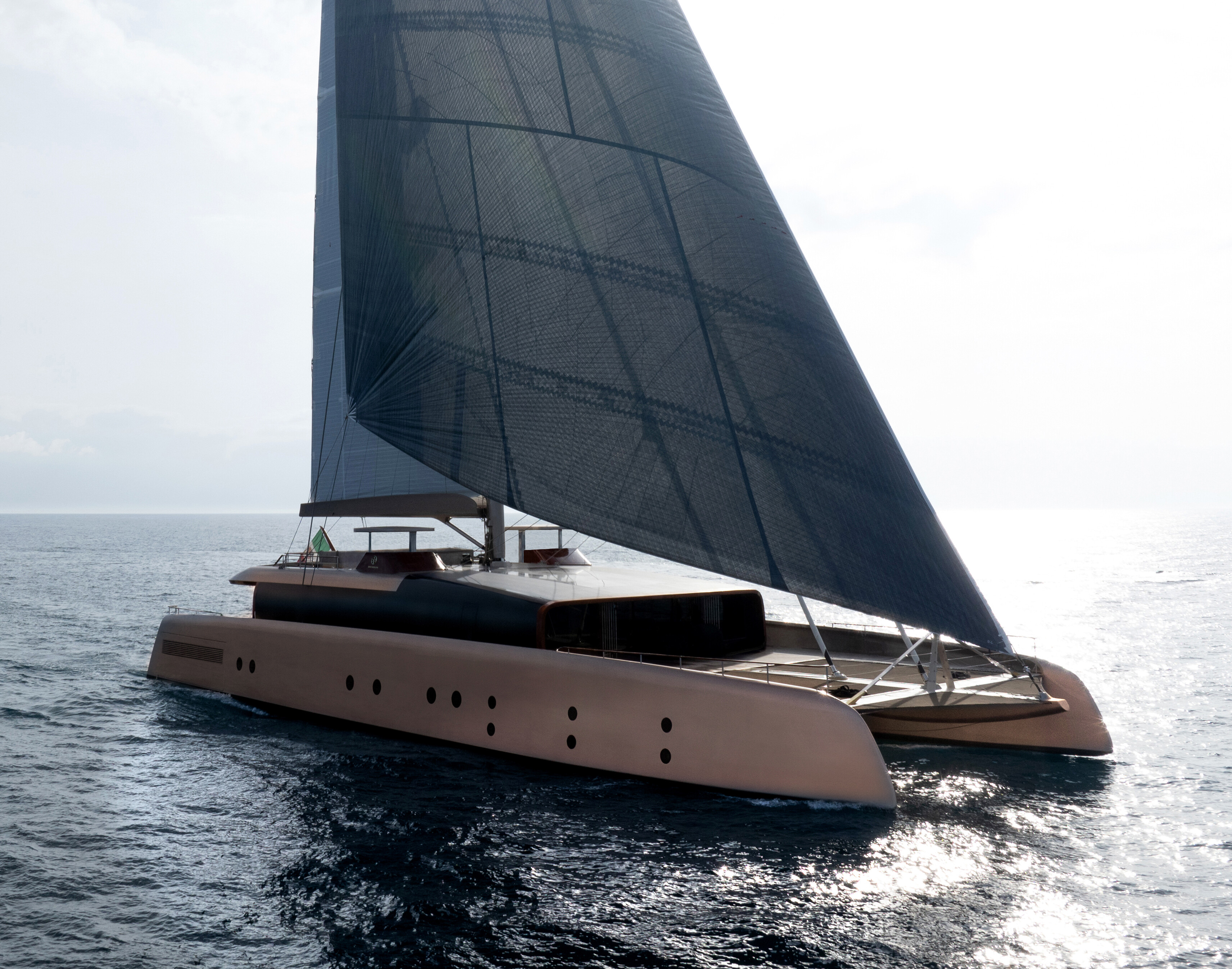 The adventurous ARTEXPLORER yacht at Perini Navi Shipyard, showcasing an innovative design and luxurious amenities. | ARTEXPLORER yacht, Perini Navi Shipyard, luxury yacht, yacht design, shipbuilding, innovative design | Fraser Yachts