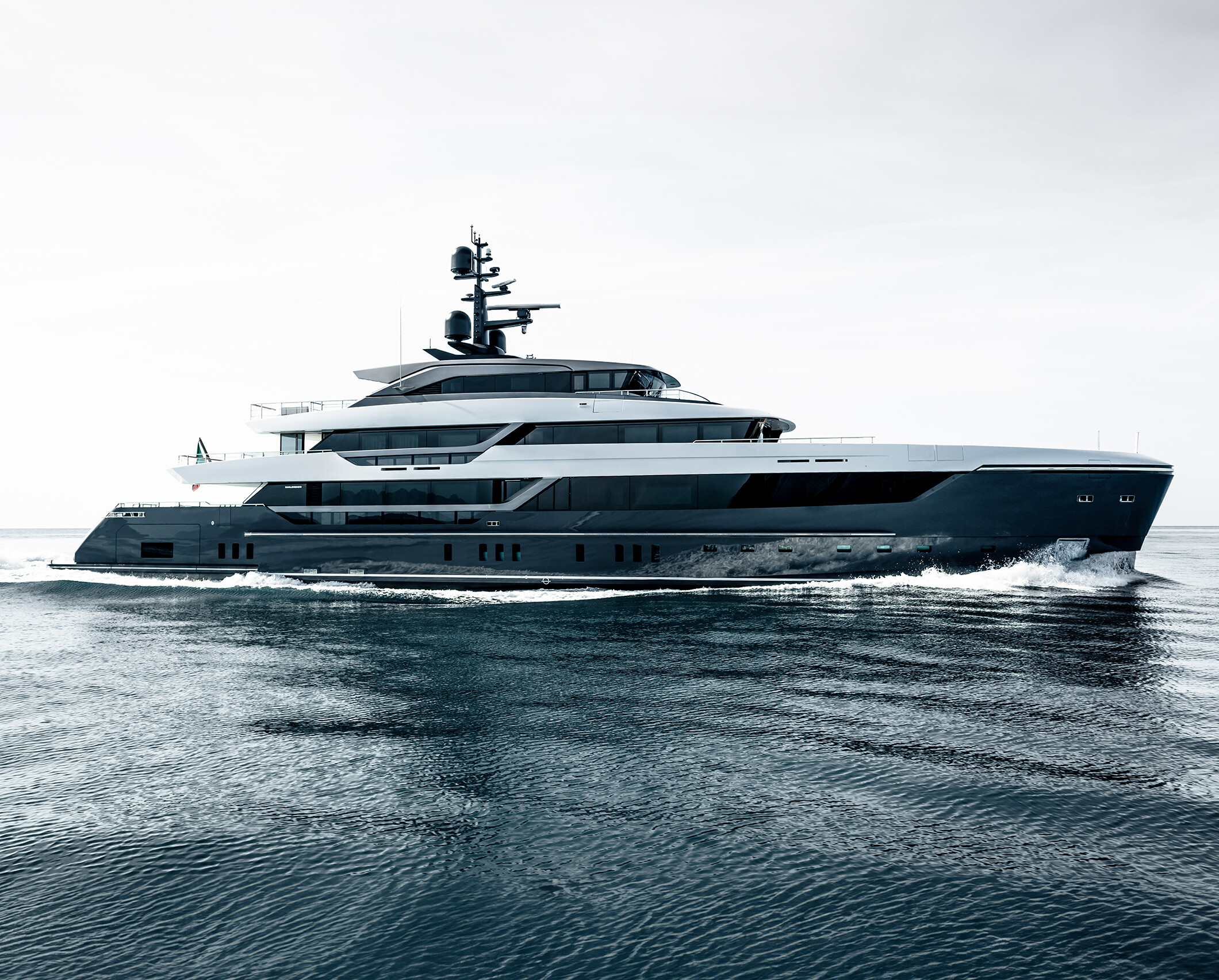 The sleek 57 Steel yacht at Sanlorenzo Shipyard, showcasing modern design and luxurious features. | 57 Steel yacht, Sanlorenzo Shipyard, luxury yacht, yacht design, shipbuilding, modern design | Fraser Yachts