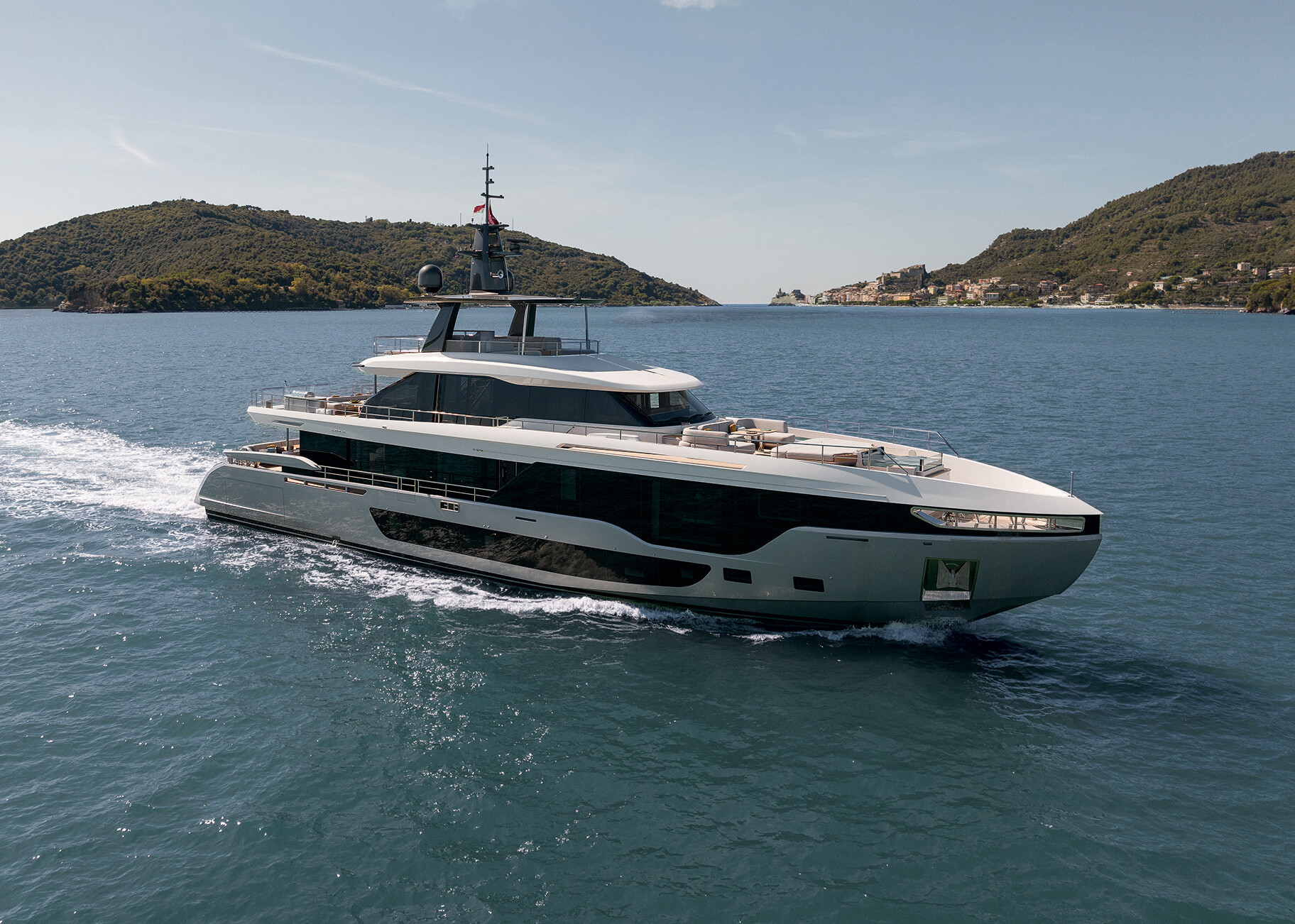 Luxurious Azimut yacht with a sleek design and innovative features, perfect for elegant cruising on the open waters. | Azimut yacht, luxury yacht, sleek design, innovative features, cruising | Fraser Yachts