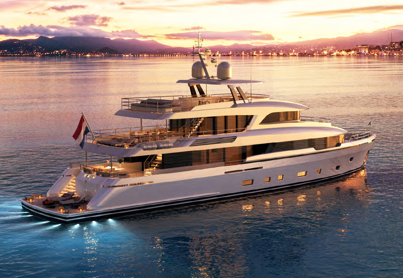 The luxury yacht by Moonen Shipyard showcases an elegant design and superior craftsmanship, perfect for an exquisite sailing experience. | luxury yacht, Moonen Shipyard, elegant design, superior craftsmanship, sailing experience | Fraser Yachts