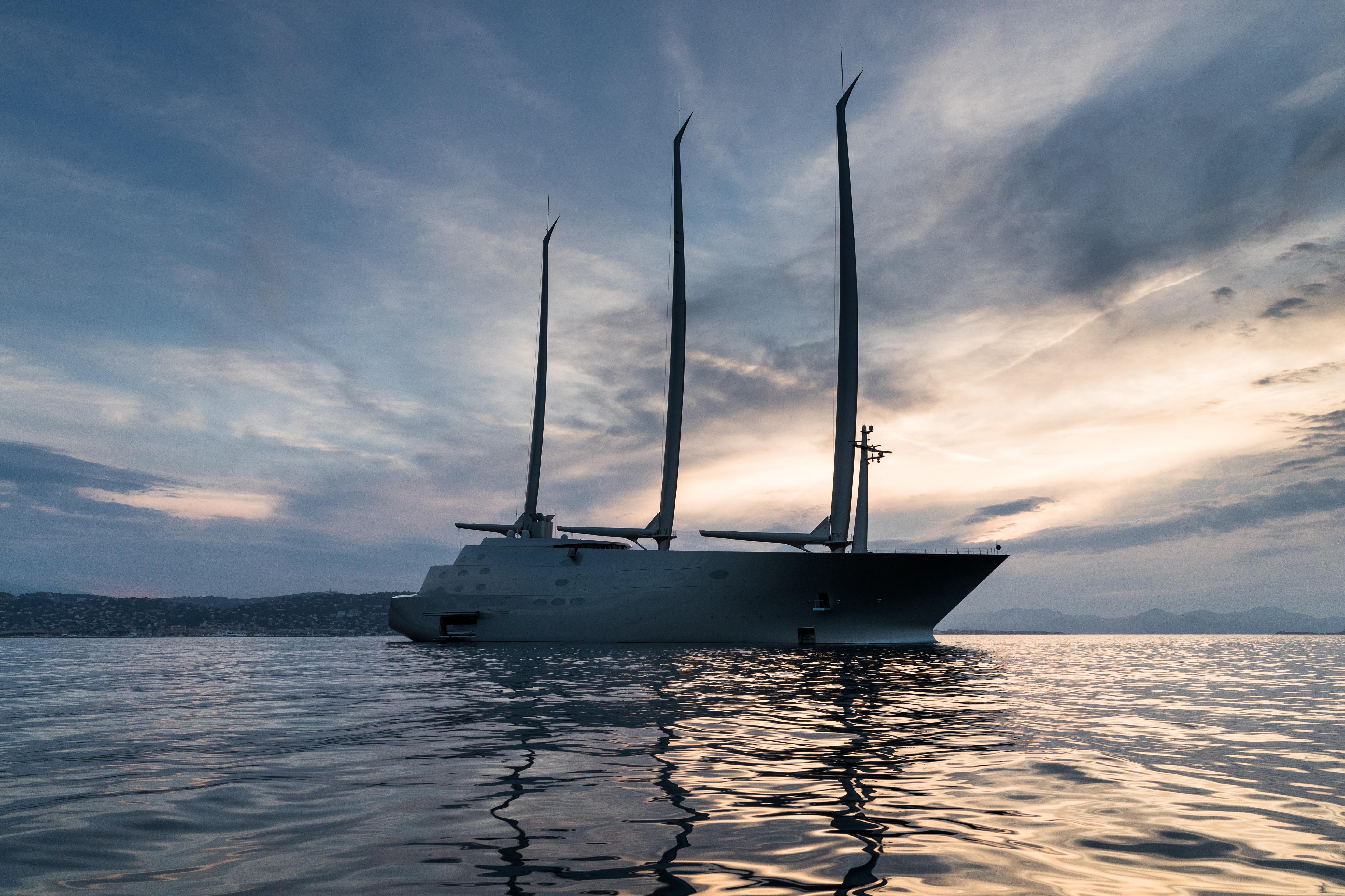 The luxury sailing yacht A, built by Nobiskrug Shipyard, features a striking design and innovative technology for a unique cruising experience. | luxury yacht, Nobiskrug Shipyard, Sailing Yacht A, striking design, innovative technology | Fraser Yachts