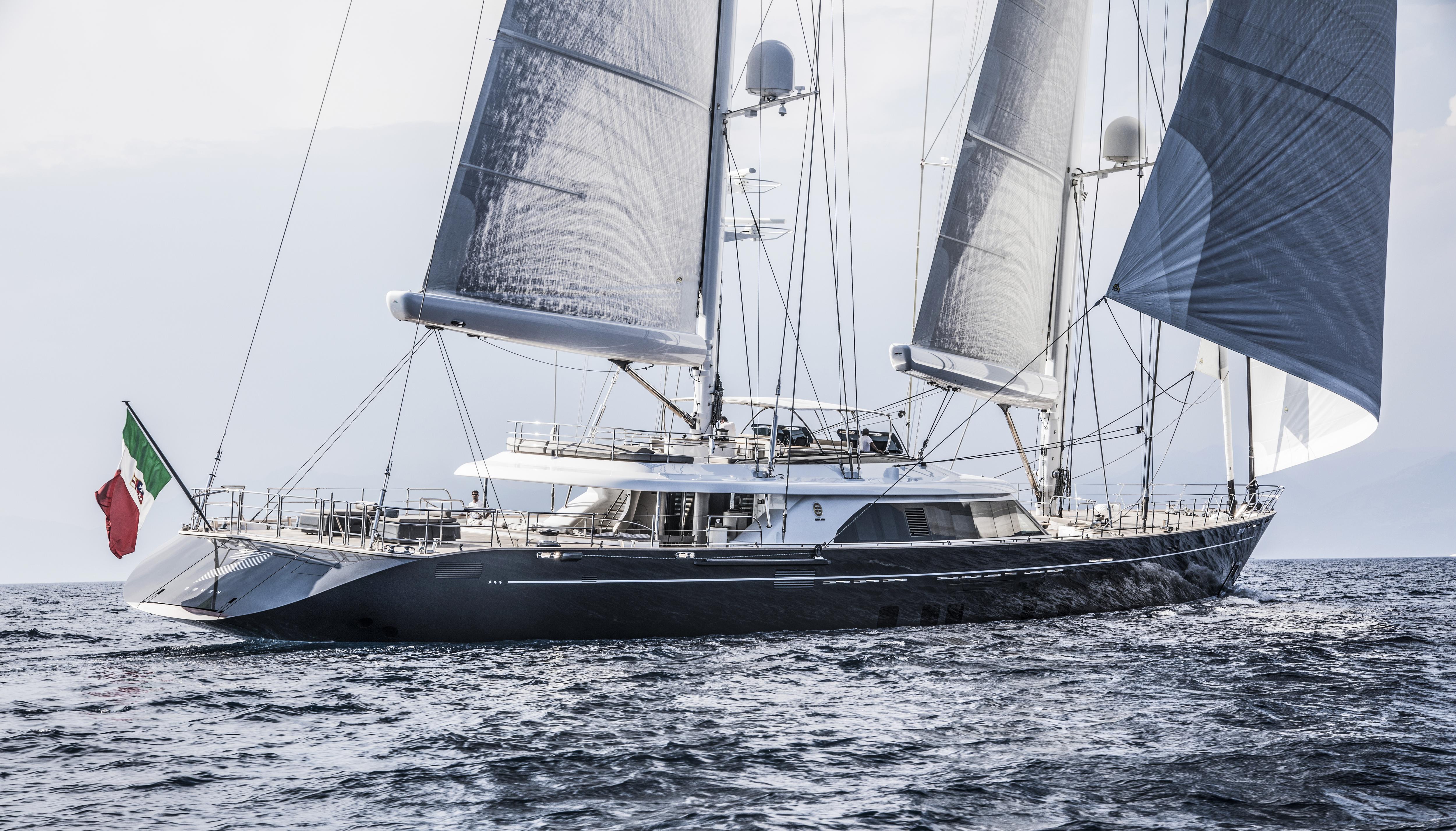 The luxury yacht SEVEN, crafted by Perini Navi Shipyard, showcases an impressive design and superior performance for a luxurious sailing experience. | luxury yacht, Perini Navi Shipyard, SEVEN, impressive design, superior performance | Fraser Yachts