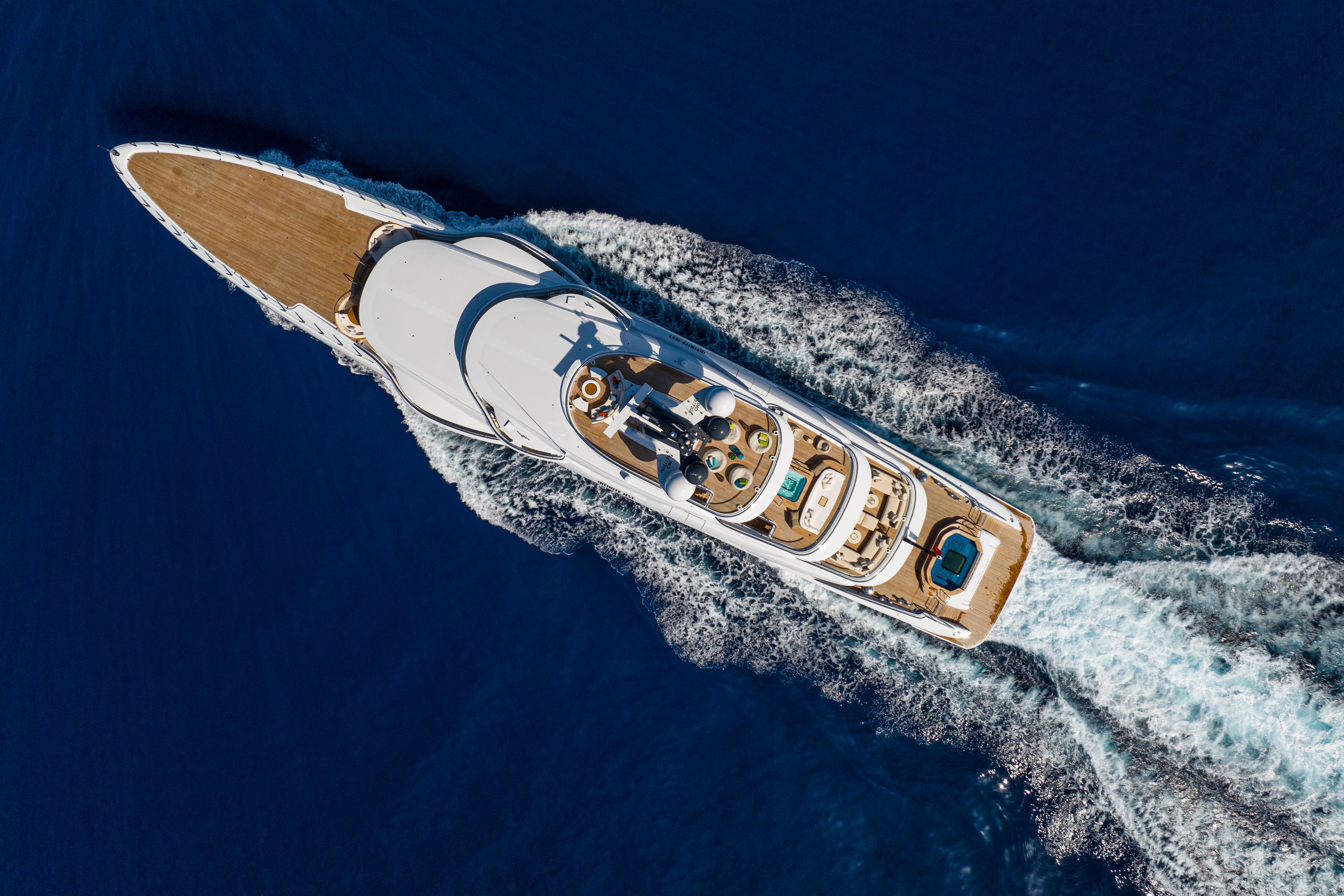 The luxury yacht INFINITE JEST, built by Turquoise Shipyard, features a sophisticated design and luxurious amenities for a remarkable on-water experience. | luxury yacht, Turquoise Shipyard, INFINITE JEST, sophisticated design, luxurious amenities | Fraser Yachts