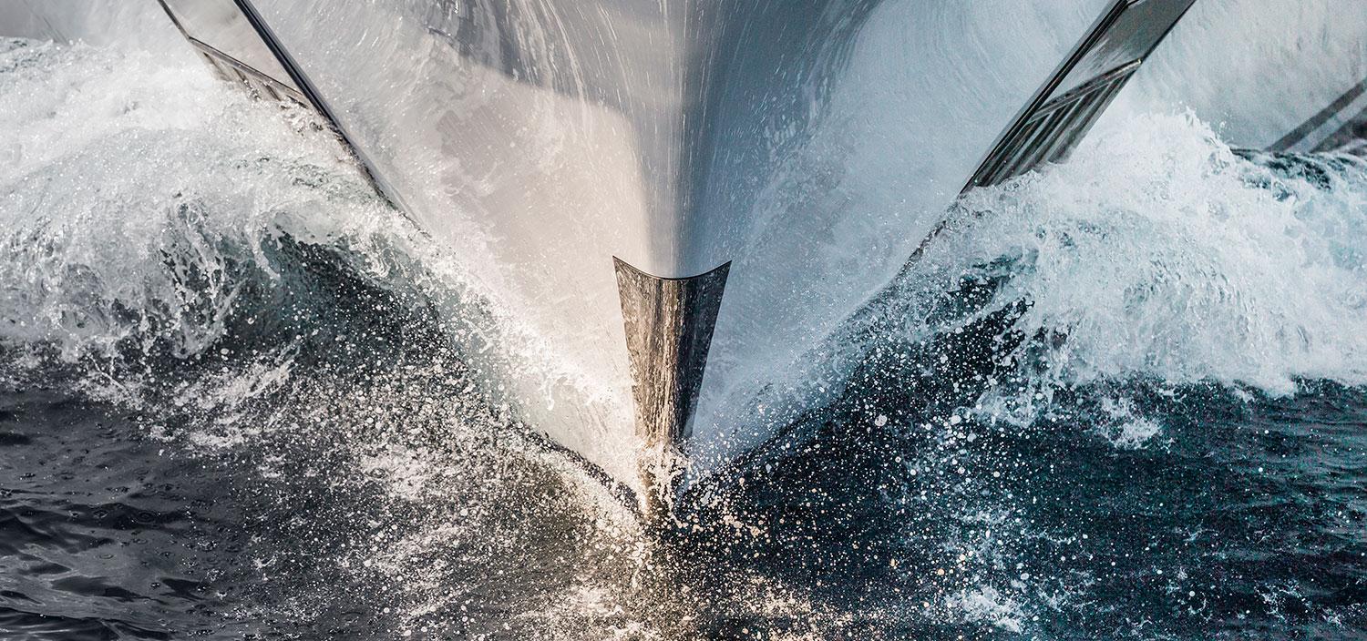 The My Secret yacht sailing gracefully at sea, highlighting its sleek design and luxurious presence on the water. | My Secret yacht, luxury yacht, yacht at sea, yacht design | Fraser Yachts