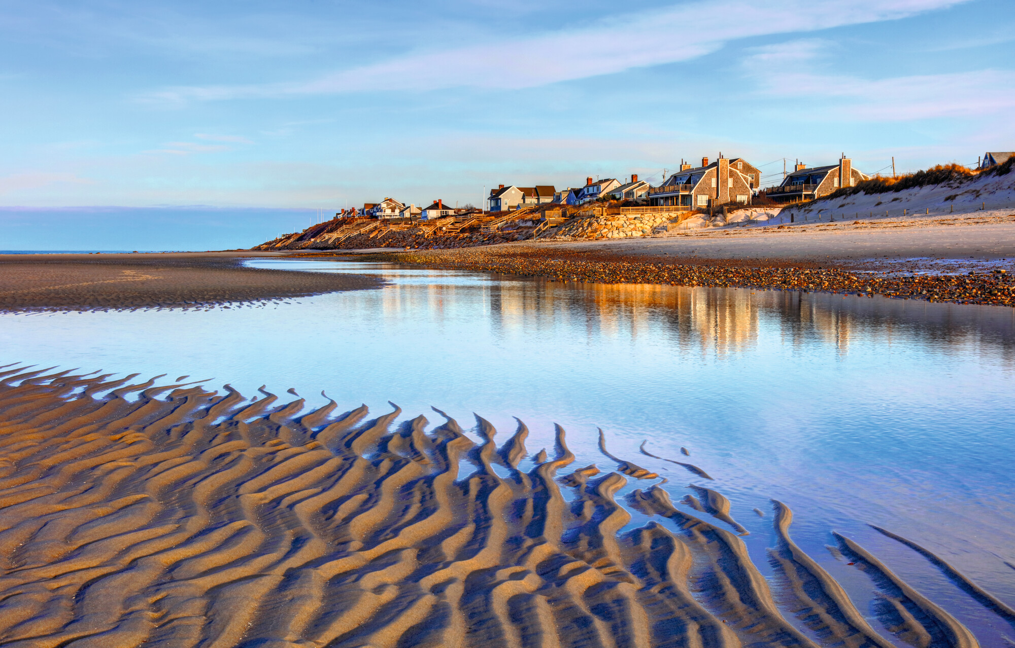 Mayflower Beach, Cape Cod: Serene sands and crystal waters await, a quintessential retreat in coastal Massachusetts. | Mayflower Beach, Cape Cod, Massachusetts, North America | FRASER