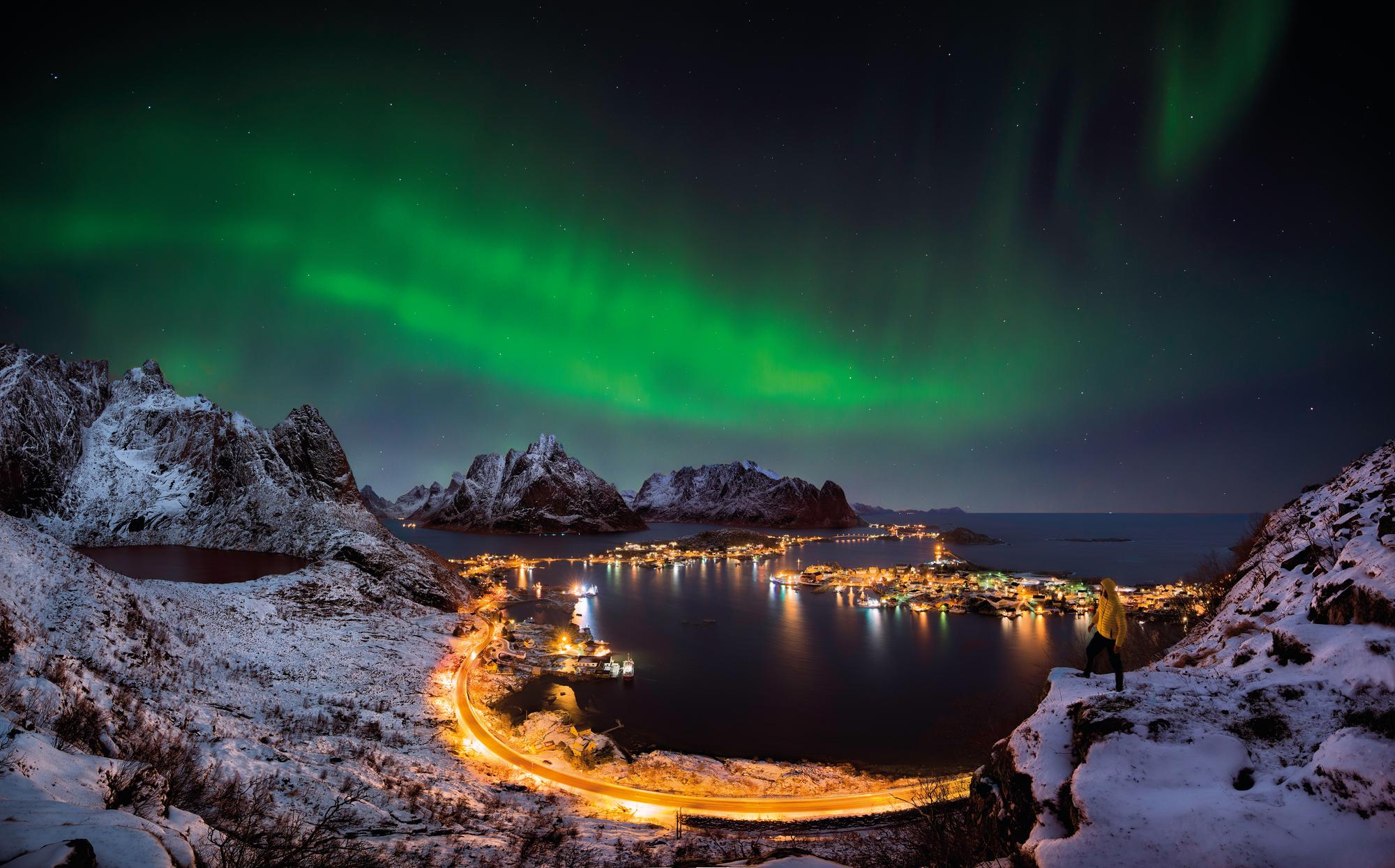 Experience the mesmerizing green northern lights of Norway in Northern Europe with Fraser Yachts. | Northern Europe, Norway, green northern lights, yacht charter | Fraser