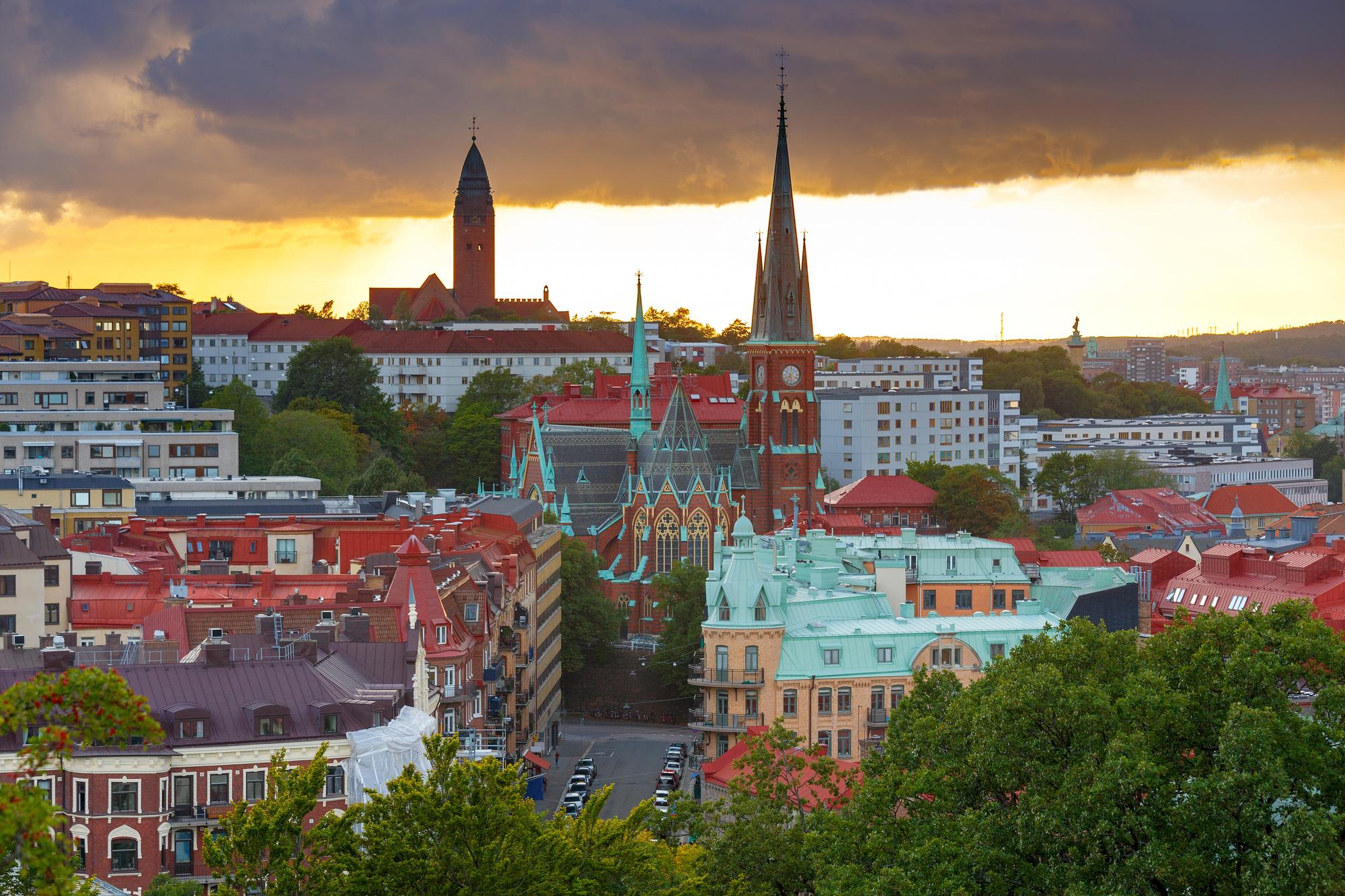 Take in the stunning aerial view of Gothenburg’s cityscape with its medieval spiers and historic architecture | Aerial View, Cityscape, Medieval, Spiers, Gothenburg, Travel | Fraser