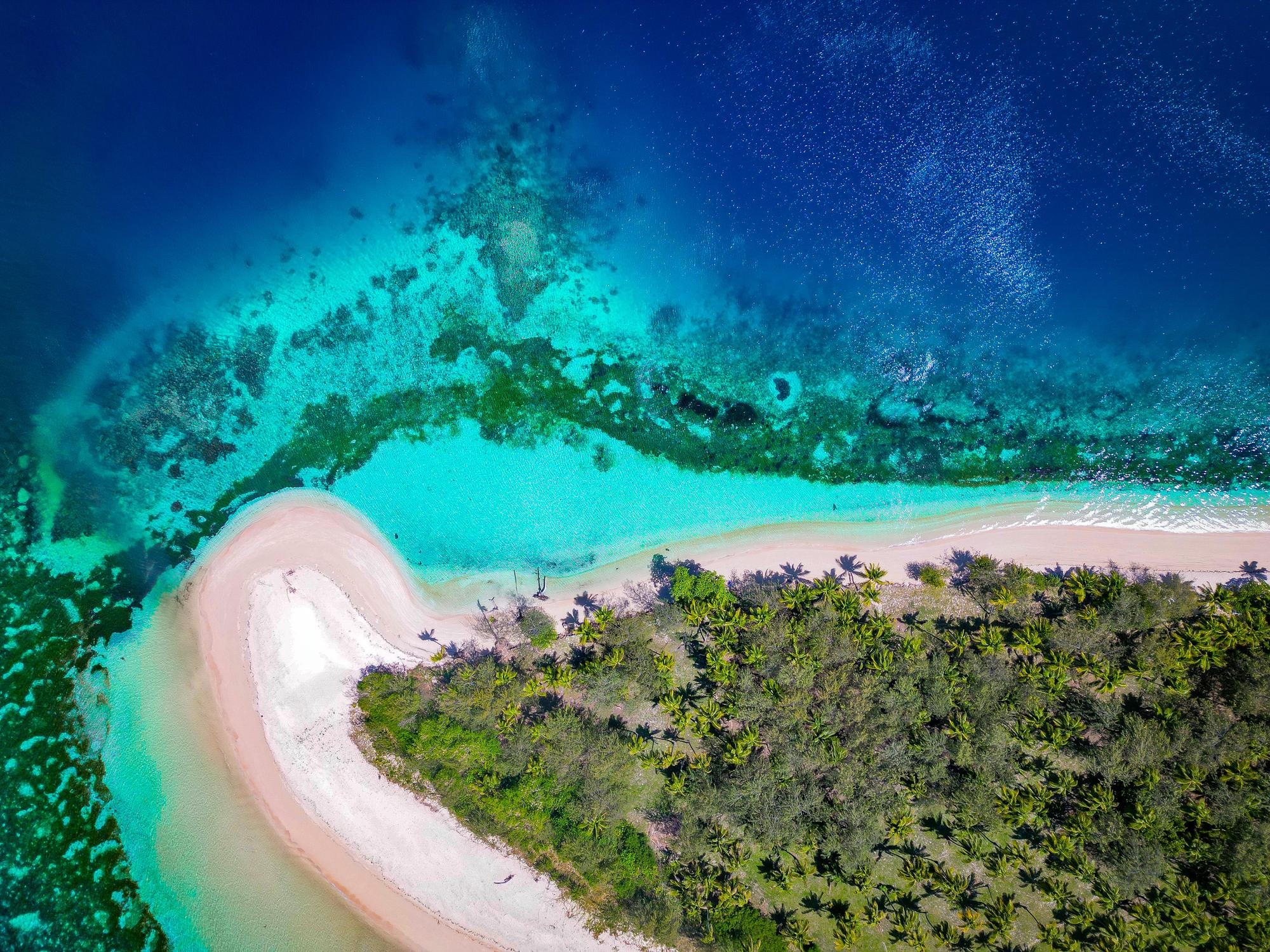 Soak in the beauty of Fiji’s Blue Lagoon from above, showcasing a turquoise paradise and pristine nature | Aerial, Lagoon, Paradise, Nature, Turquoise | Fraser